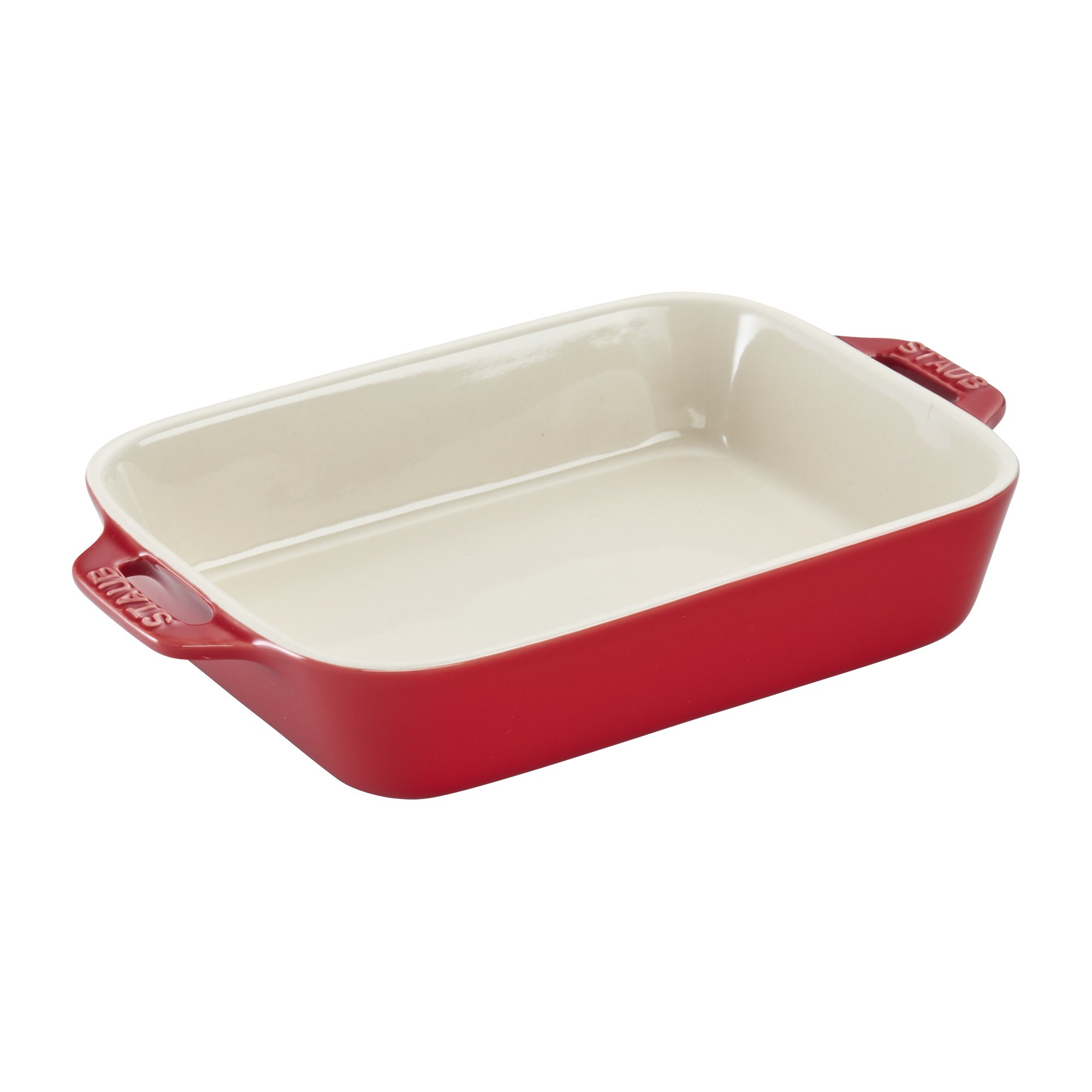 STAUB Ceramic Rectangular Baking Dish - 7.5x6 Inch Cherry Red Oven Safe Stoneware for Casseroles, Lasagna & Desserts | Perfect for Holiday Cooking & Family Dinners