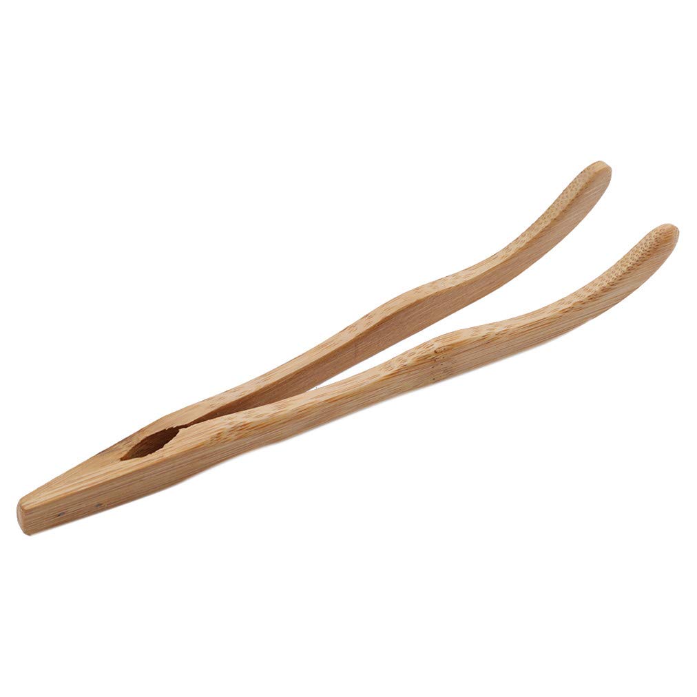 Sevenfly Reusable Wooden Tea Tongs - Chinese Style Bamboo Tweezers for Tea Leaves, Cooking, Toast, Pickles - Natural Wood Color Kitchen Utensil for Tea Ceremony, Baking & Food Serving