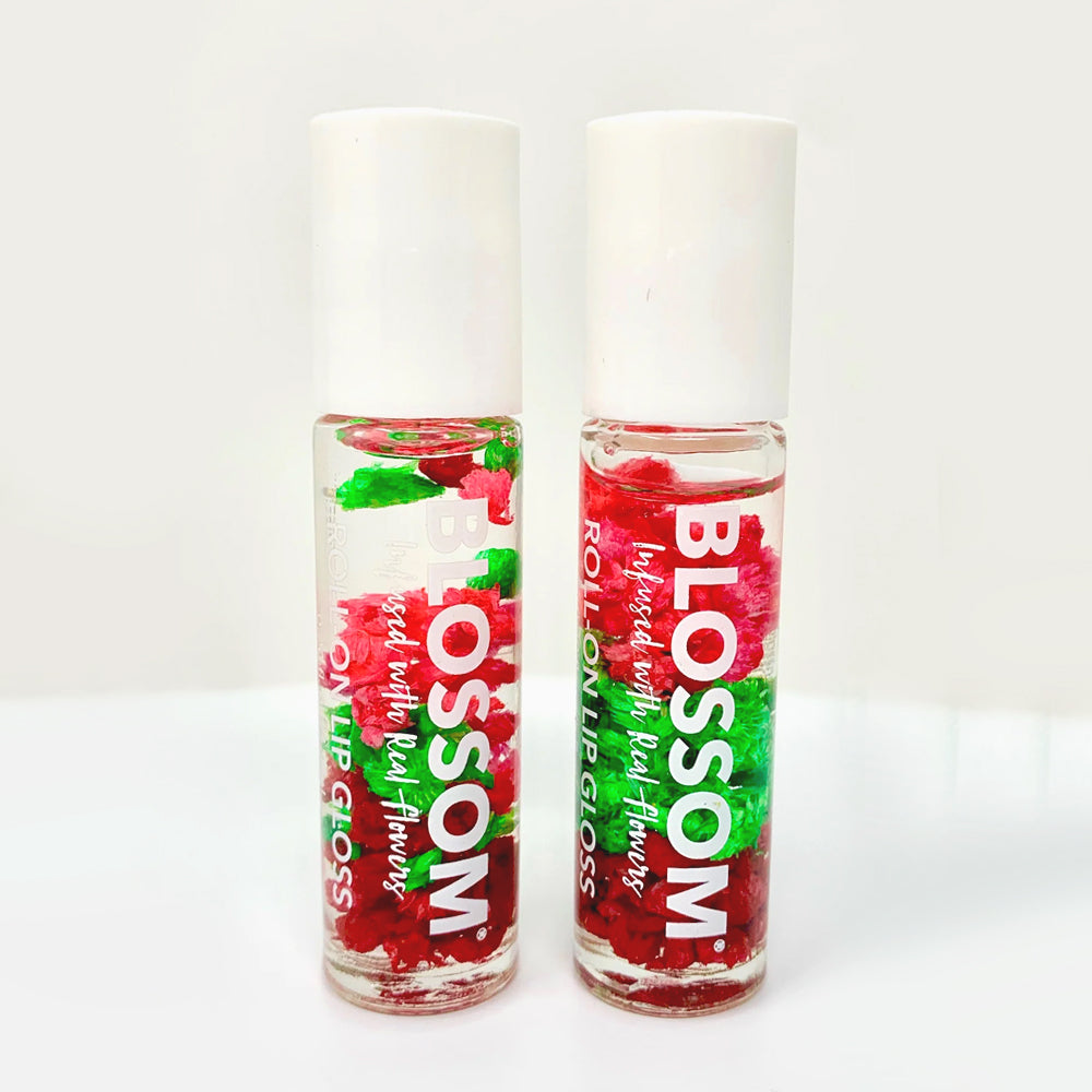 Blossom Roll On Lip Gloss with Real Flower Infusion - 2 Pack Hydrating Lip Gloss for Women, Natural & Shiny - Perfect for Daily Wear, Date Night & Special Occasions