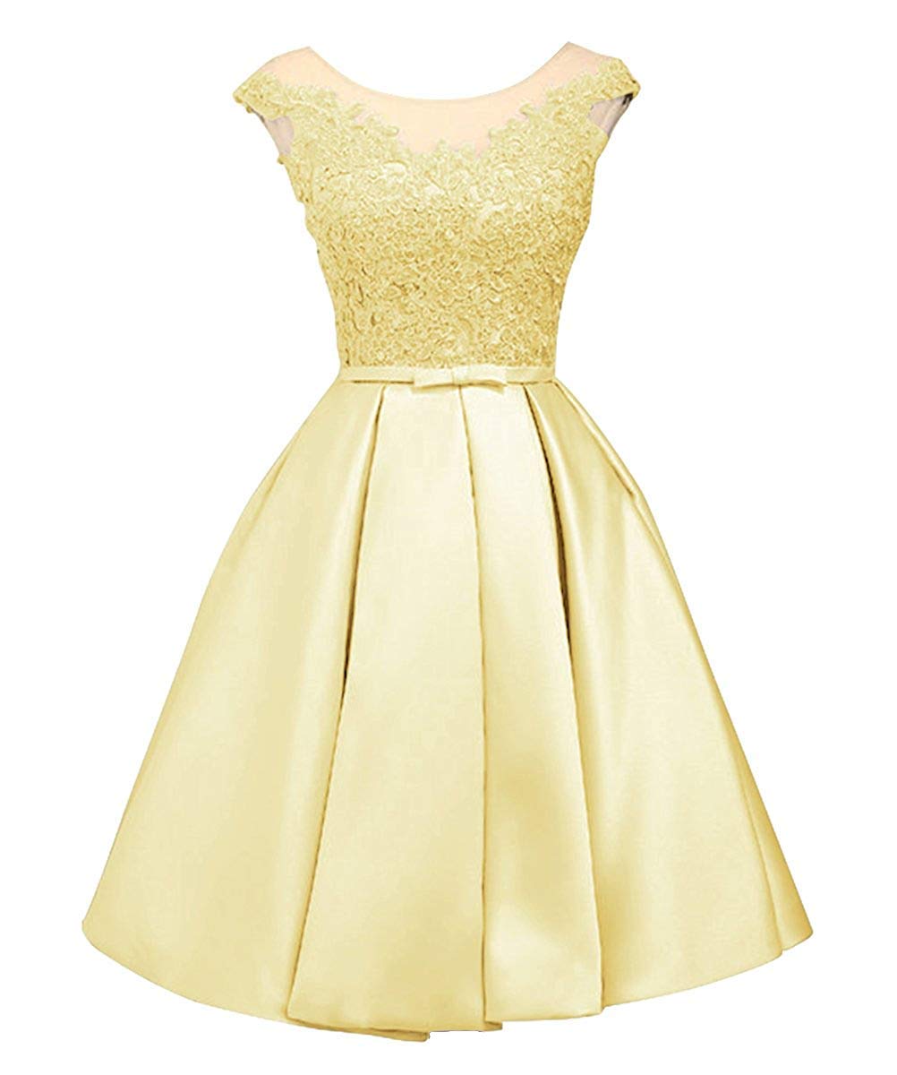 Elegant Short Lace Cocktail Dress for Homecoming Party - Satin Formal Dress for Prom, Dances & Special Occasions