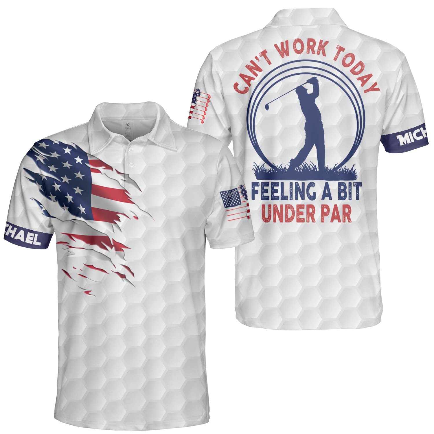 Funny Personalized Golf Shirts for Men - Short Sleeve Crazy Golf Shirt with 'Can't Work Today Feeling Under Par' Design | Perfect for Golf Outings, Casual Wear & Office Humor