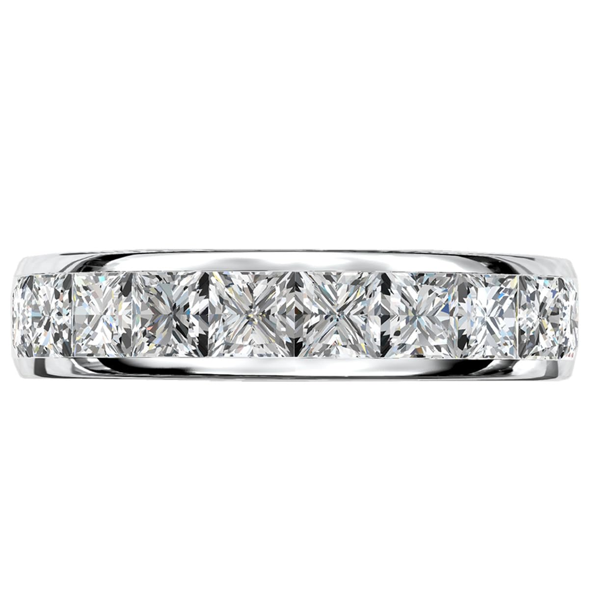 3.15 Carat Princess Cut Moissanite Eternity Band for Women - DF Color VVS Clarity Sterling Silver with 18K White Gold Plated Wedding Ring | Elegant Anniversary Gift, Bridal Jewelry & Couple's Promise Ring for Special Occasions