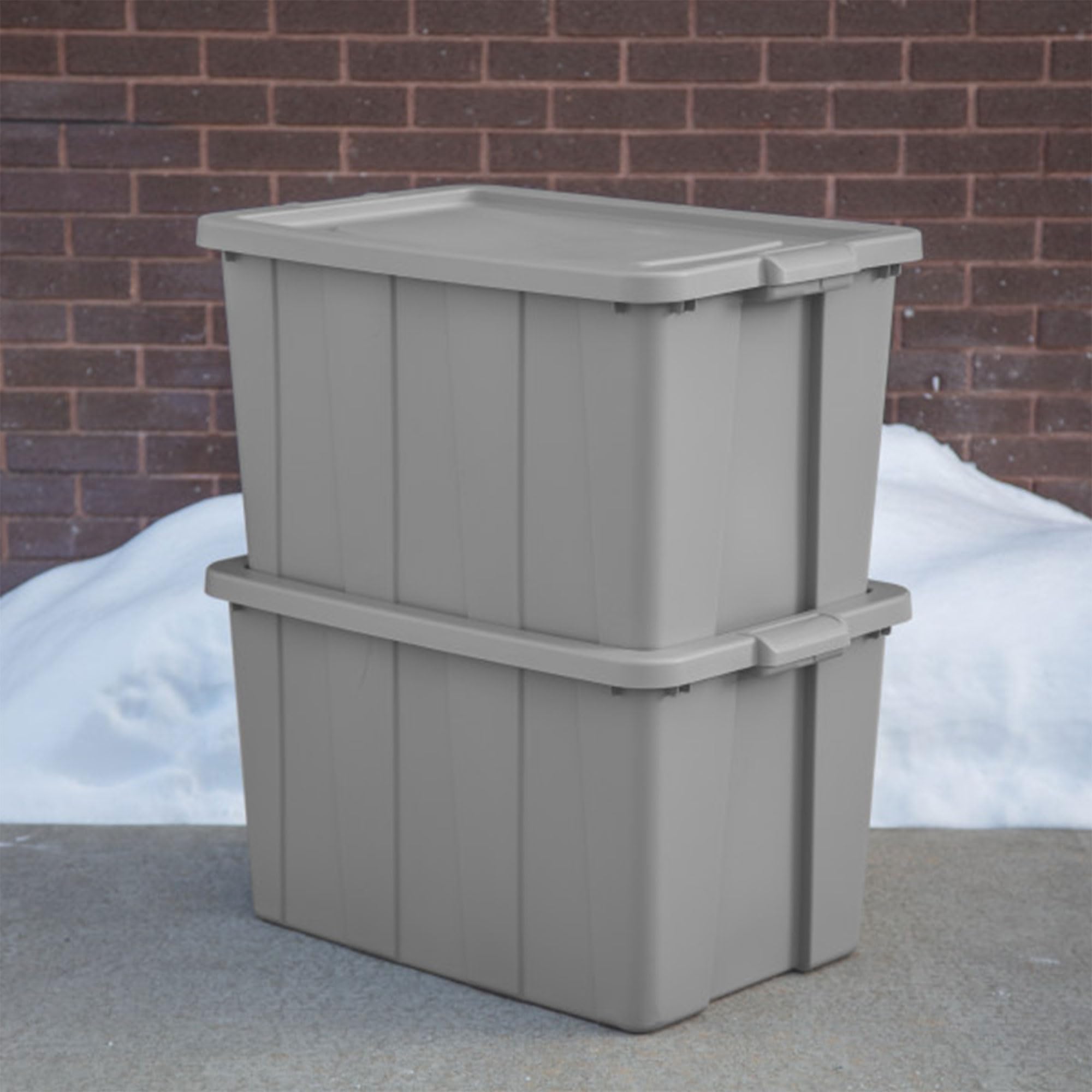 Sterilite Tuff1 30 Gallon Heavy Duty Plastic Storage Bins with Lids - Stackable, Durable & Weather Resistant for Basement, Garage, Attic Organization - Perfect for Seasonal Decor, Toys & Household Items (12 Pack, Gray)
