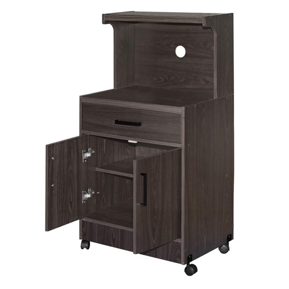 Better Home Products Shelby Kitchen Wooden Microwave Cart in Tobacco - Space-Saving Storage Solution for Small Kitchens & Dorms