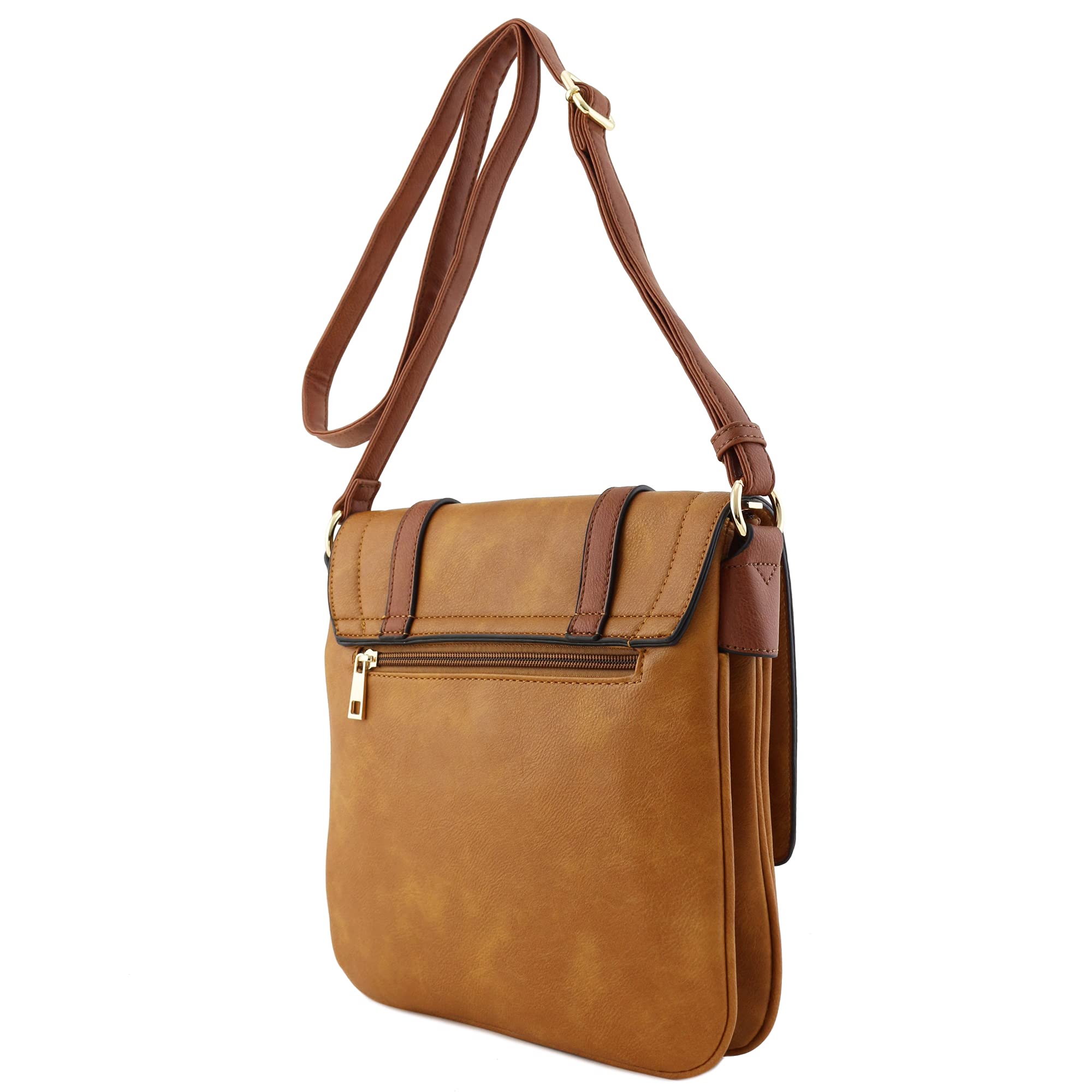 ALYSSA Double Compartment Large Flapover Crossbody Bag for Women - Stylish Leather Shoulder Purse with Adjustable Strap, Perfect for Work, Travel & Everyday Use