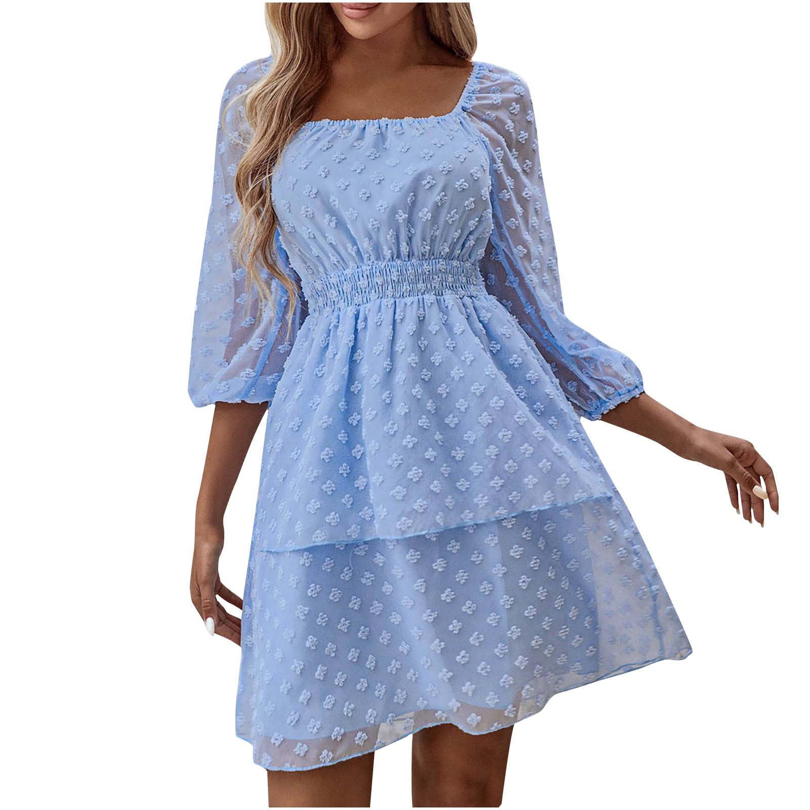 2022 Women's Summer Dresses - Long Sleeve Sexy Backless Mini Dress with Double V-Neck | Casual Solid Color Maxi Dress for Evening Party & Daily Wear | Perfect for Beach Vacation, Date Night and Summer Outings