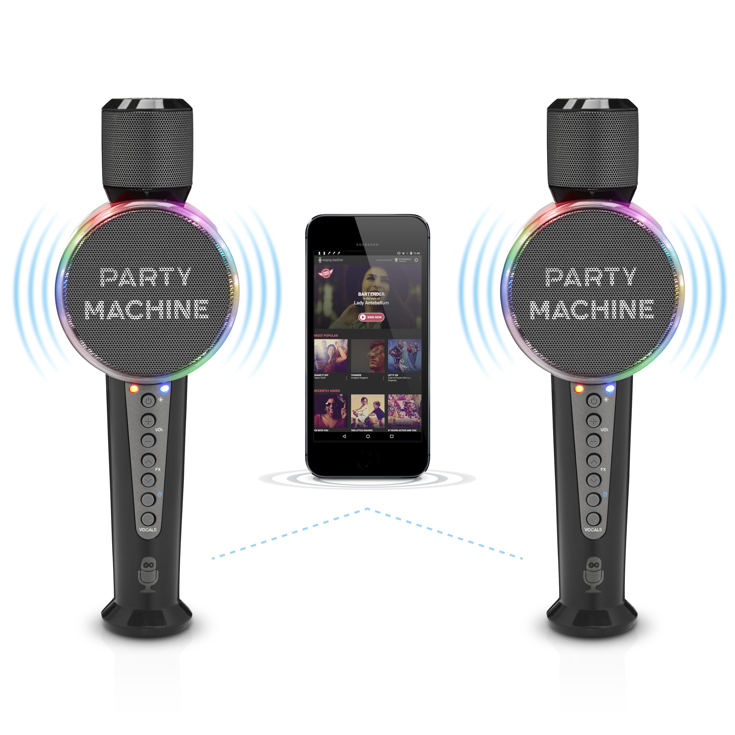 Singing Machine SMM548C Karaoke System with Bluetooth, Dual Wireless Microphones, Voice Effects & LED Party Lights - Perfect for Home Parties, Family Gatherings & Entertainment