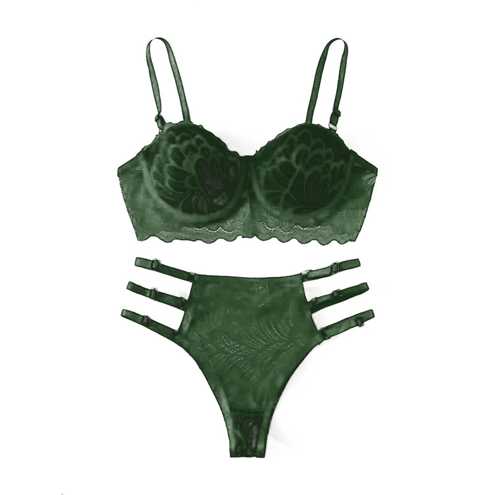 Sexy Lace Lingerie Set for Women - Exotic Underwear with Steel Rings & Garter, Comfortable Sleepwear & Pajamas for Romantic Nights & Boudoir Photography