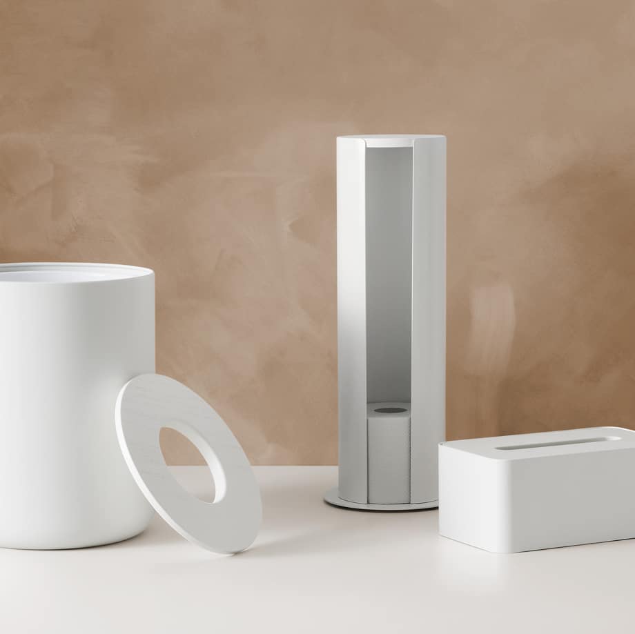 DESIGNSTUFF White Toilet Paper Holder - Bathroom Storage Organizer for Rolls, Perfect for Home & Office Use