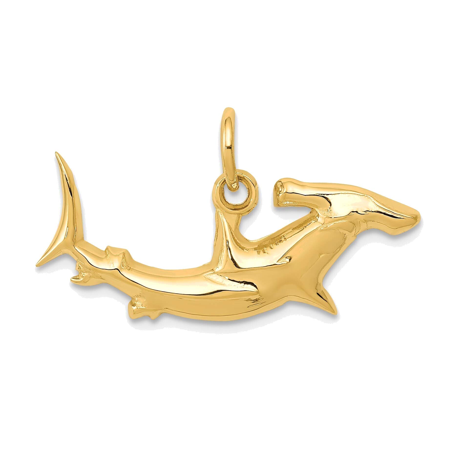 14K Yellow Gold Hammerhead Shark Charm Pendant - Bonyak Jewelry for Men & Women - Perfect for Gifts, Beach Lovers, and Shark Enthusiasts