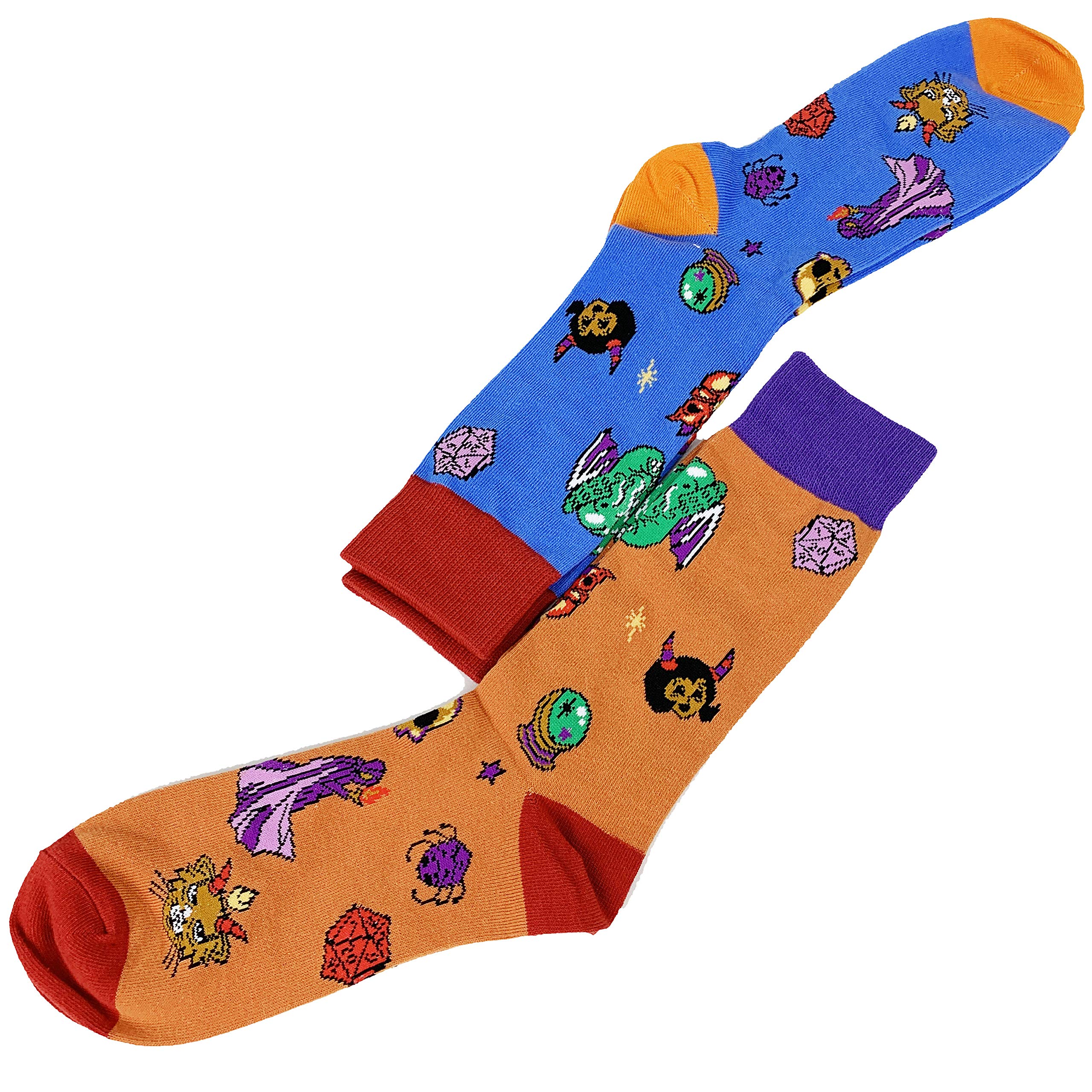 **Cthulhu & D&D Themed Funny Gamer Socks Set - Novelty Crew Socks for Men & Women (2 Pairs) - Perfect for Cosplay, Gaming & Geek Gifts**