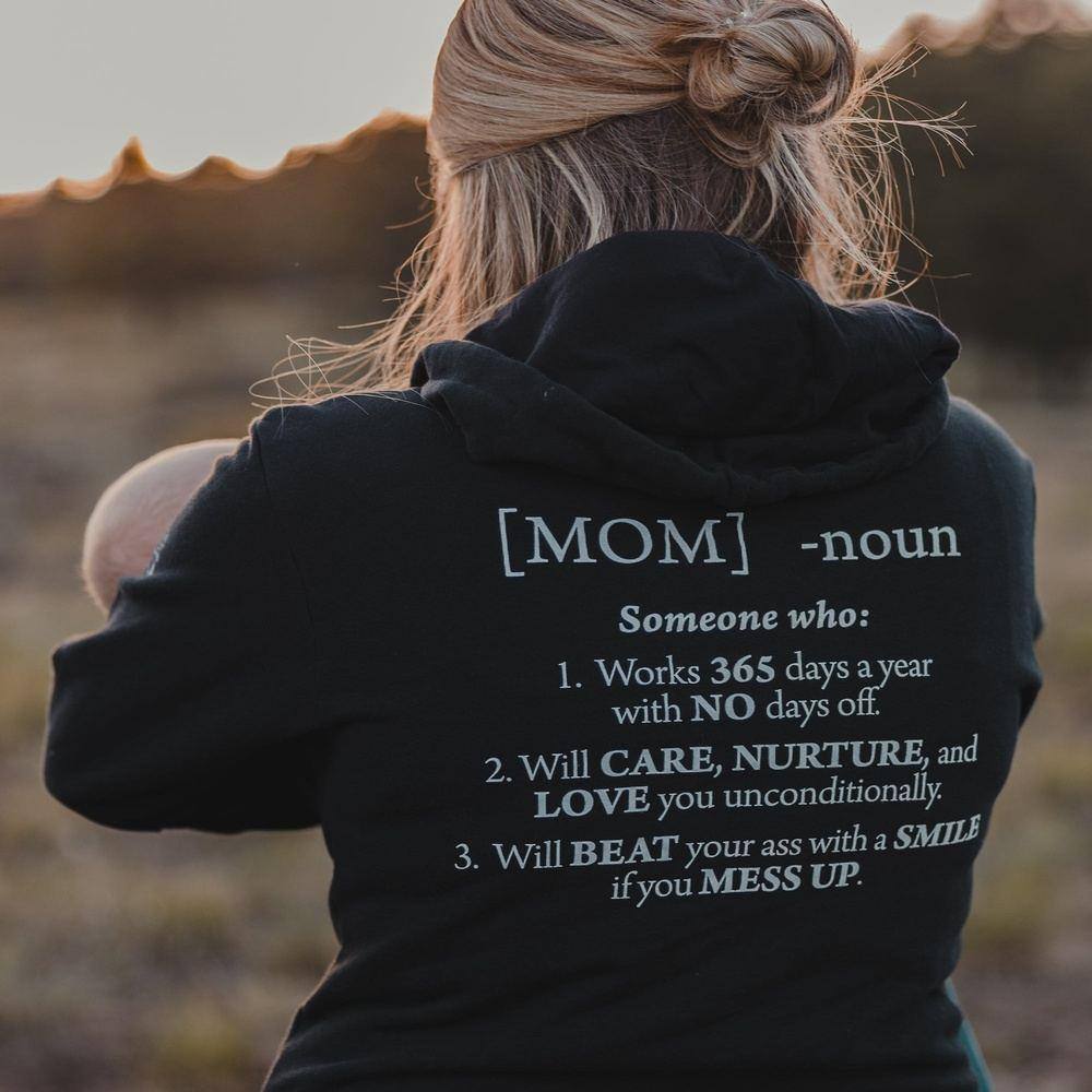 Women's Mom Defined Full Zip Hoodie - Black | Comfortable & Stylish Casual Wear for Everyday Outings & Relaxation