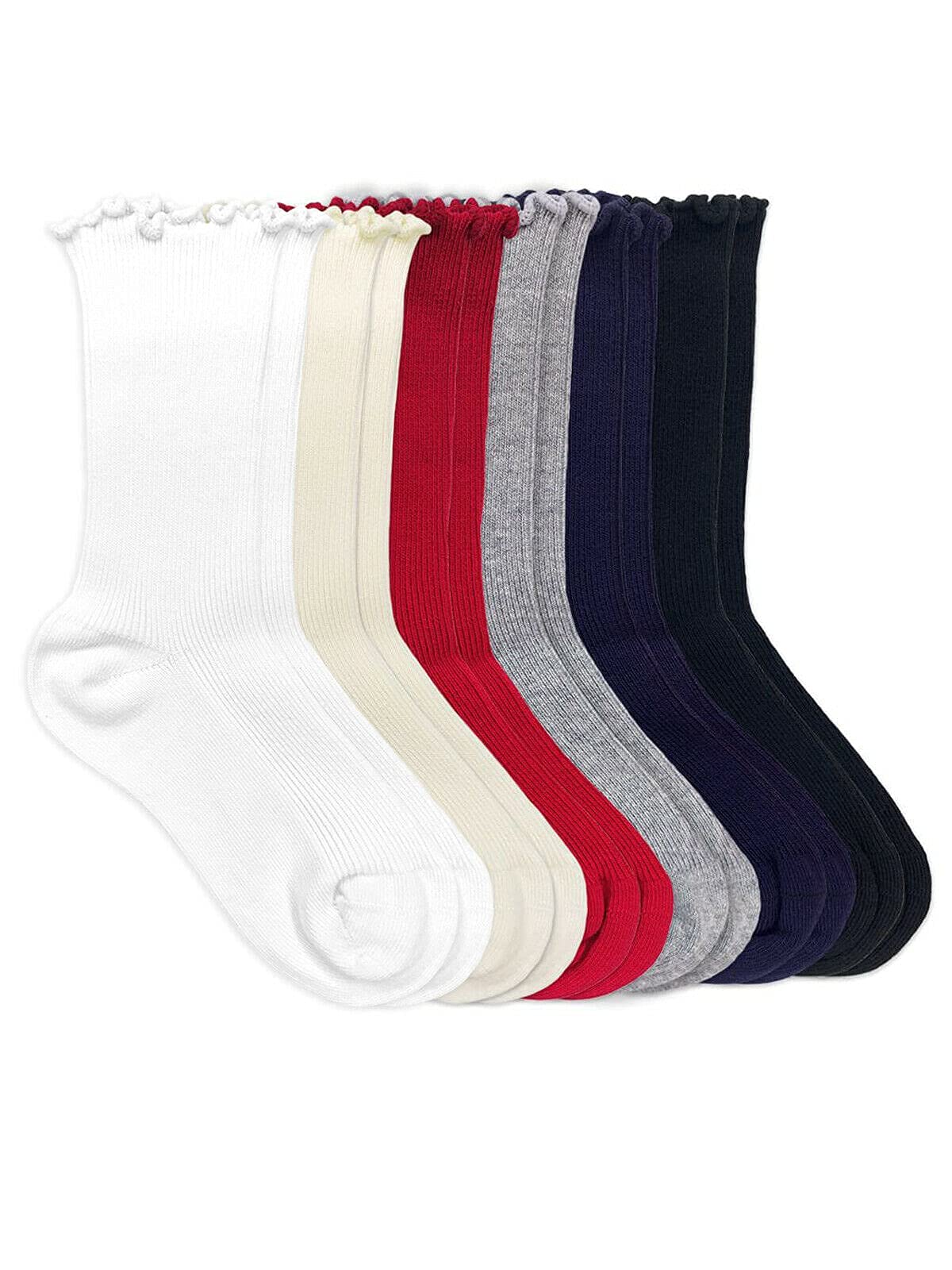 Jefferies Women's Ruffle Ankle Socks - 4 Pack Seamless Cotton Dress Socks with Scrunch Cuff | Comfortable & Stylish for Work, Parties & Everyday Wear
