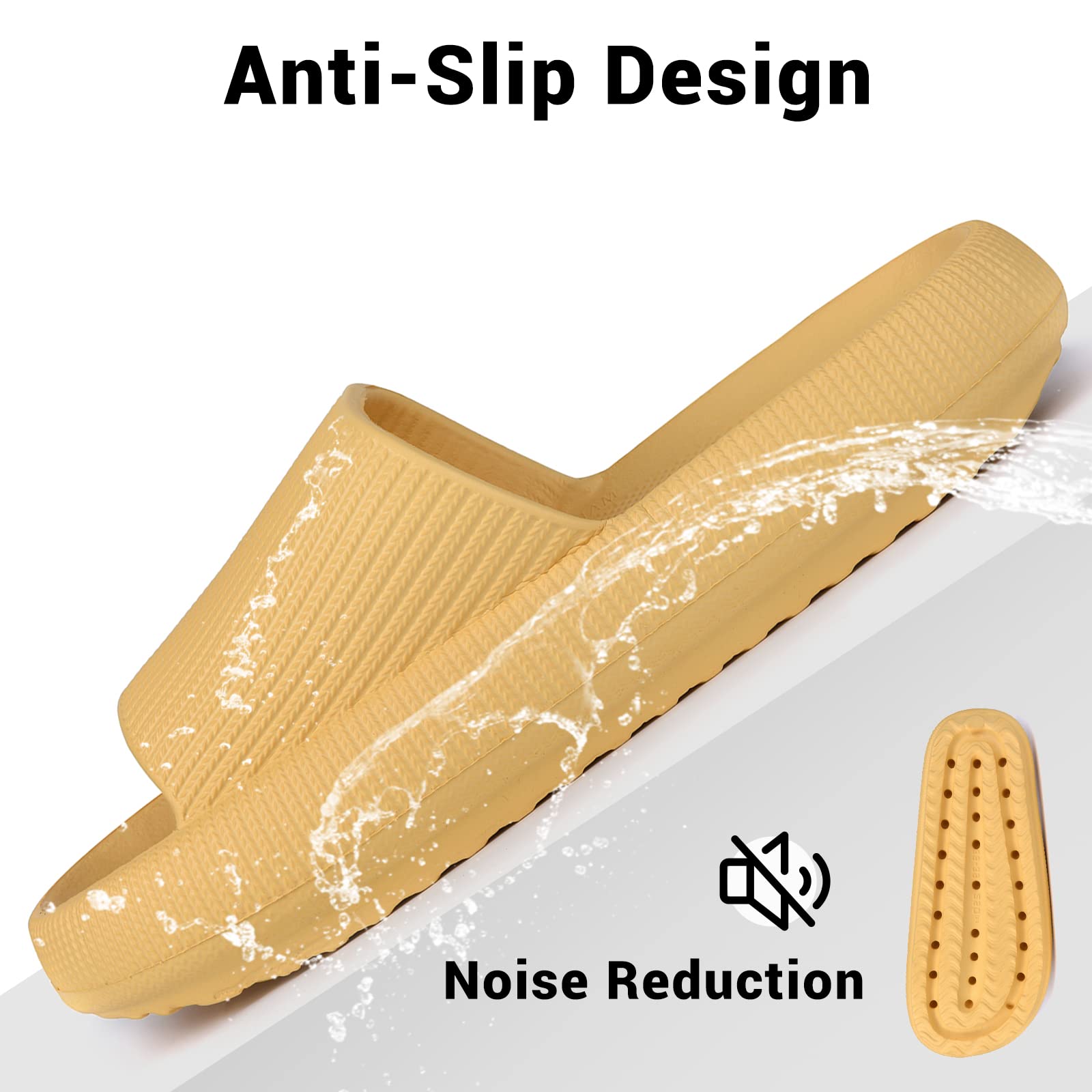 **VONMAY Quick-Drying Cloud Slides for Men & Women - Non-Slip Shower Sandals with Cushioned Thick Sole for Comfort & Support - Perfect for Pool, Beach, Spa & Indoor Use**
