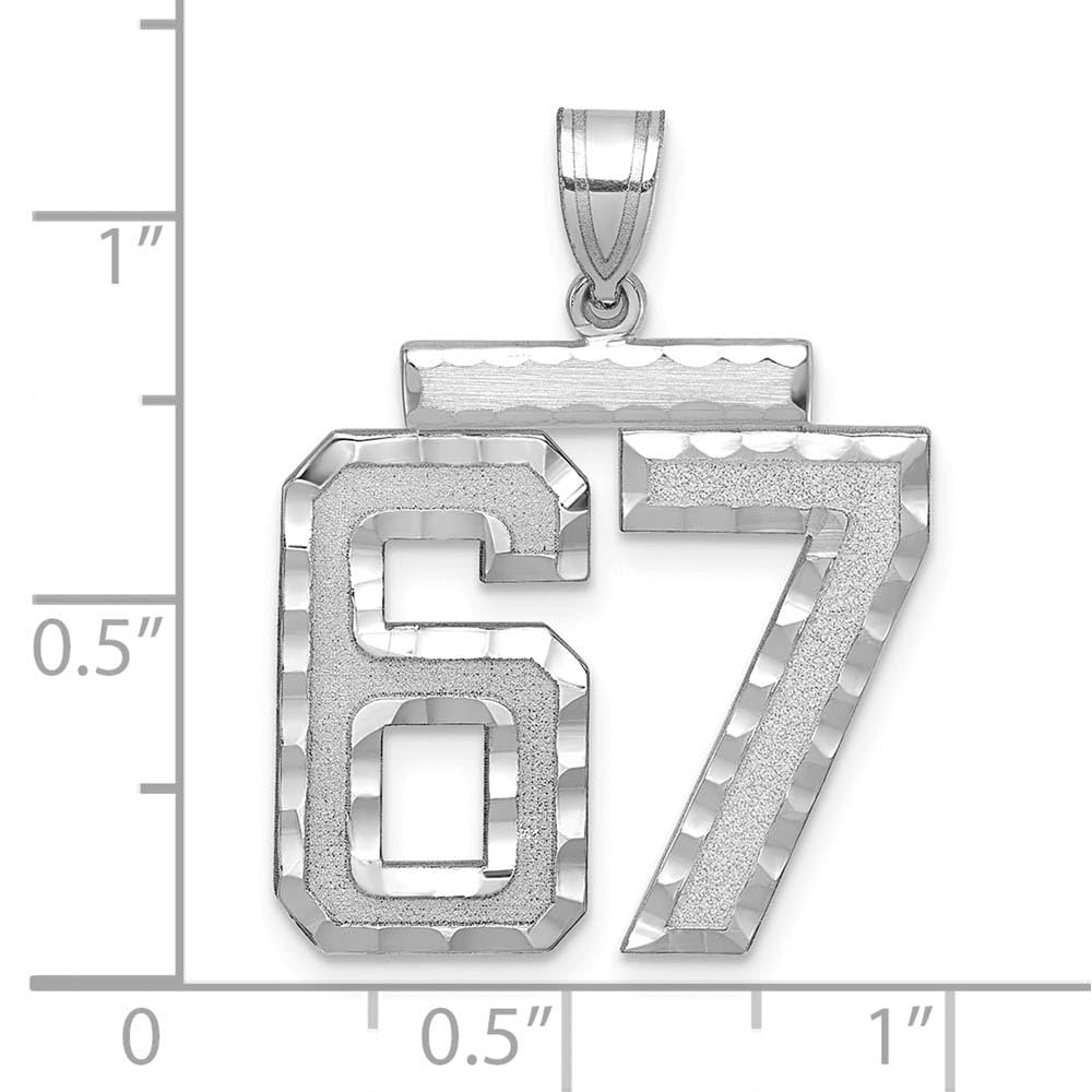 The Black Bow 14k White Gold Varsity Collection Large D/C Pendant Number 67 - Perfect for Graduation Gifts and Sports Enthusiasts
