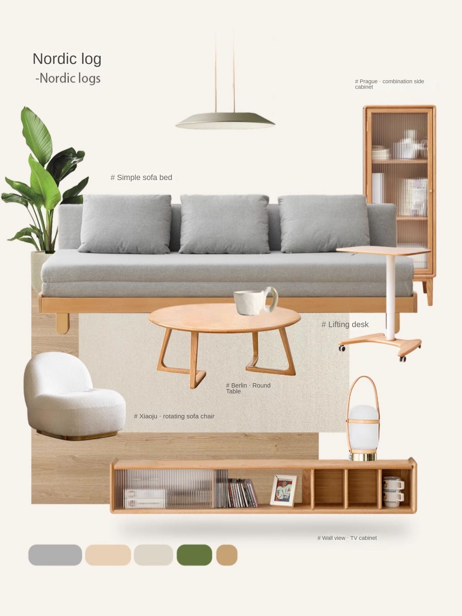 Solid Oak Wood Round Coffee Table - Rustic Modern Living Room Centerpiece for Home Decor & Relaxing with Family