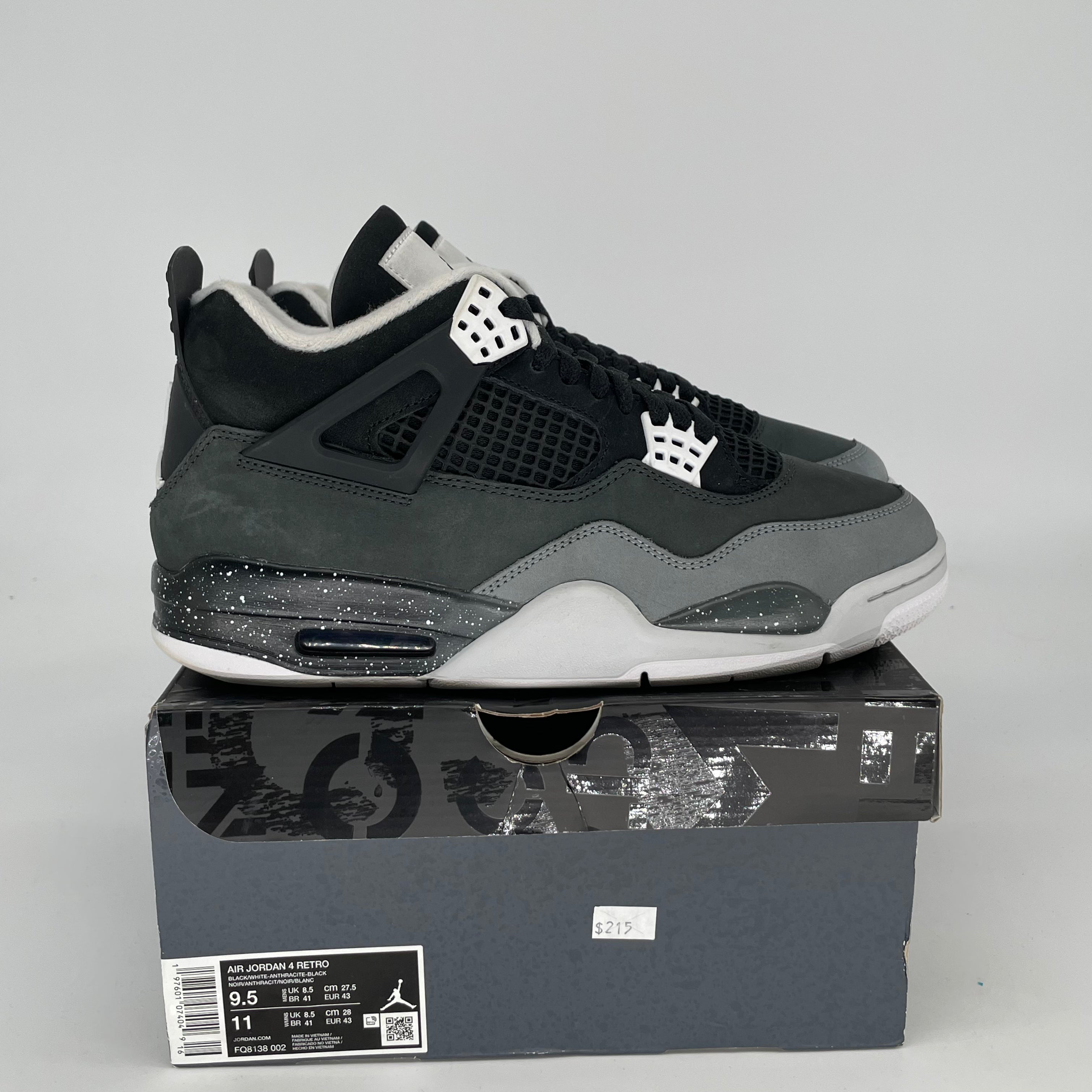 Air Jordan 4 Fear Sneakers - Men's Size 9.5/Women's 11 - Style FQ8138-002 | Basketball Shoes for Streetwear & Casual Outfits