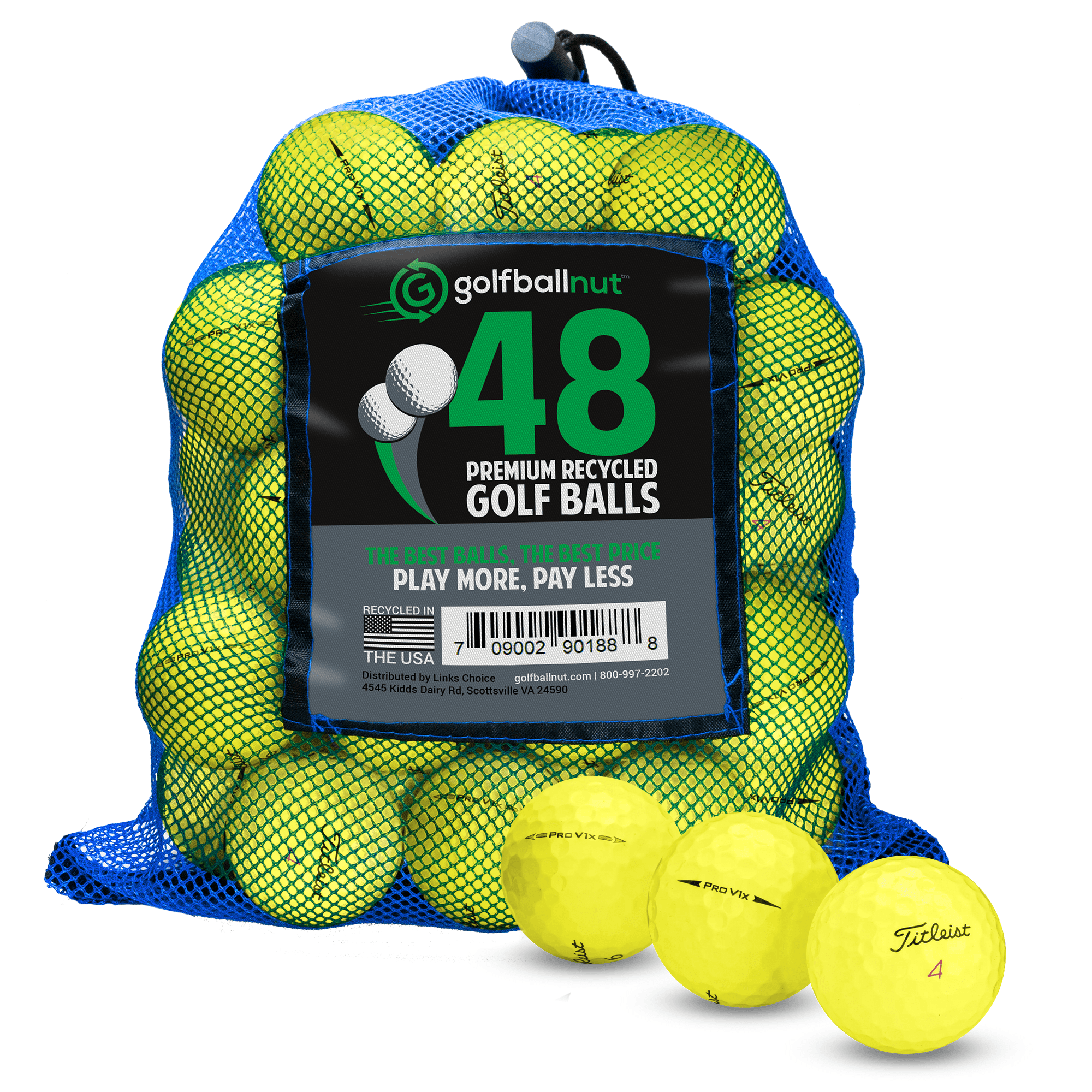 Premium Used Titleist Pro V1x Golf Balls - 12 Pack Bulk Mesh Bag | High Performance Recycled Golf Balls for Practice & Tournament Play | Ideal for Driving Range, Golf Course & Backyard Training