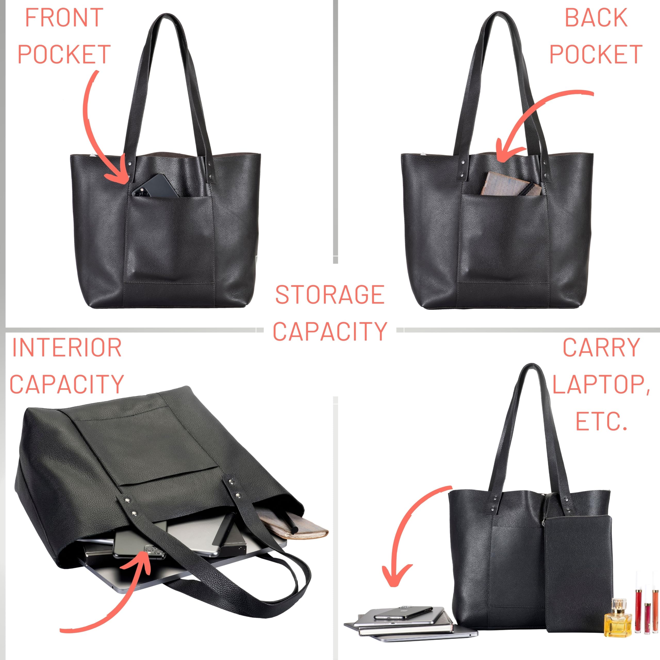 Genuine Leather Tote Bag for Women - Stylish & Durable Handbag for Work, Travel & Everyday Use | Perfect Office Commute, Weekend Getaway & Shopping Companion