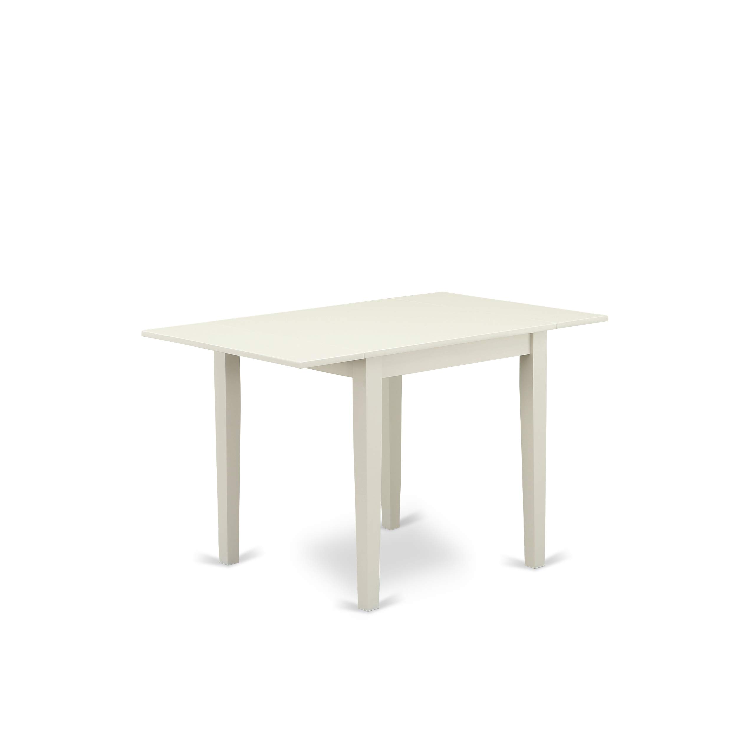 East West Furniture 5-Piece Dining Set with Drop-Leaf Table & 4 Chairs - 30x48 Inch Linen White Kitchen Table Set for Small Spaces | Perfect for Apartments, Breakfast Nooks & Cozy Dining Areas