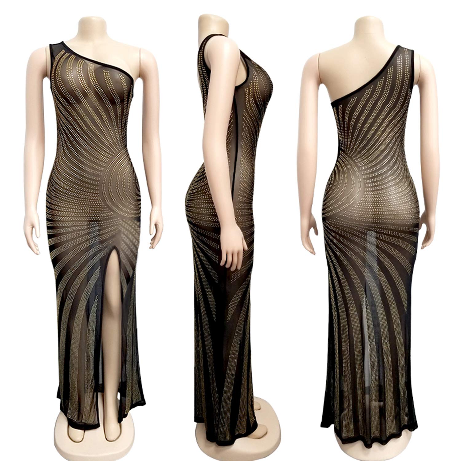 PORRCEY Women's Sparkly Sequins Evening Dress - Elegant Sexy Party Club Night Gown for Prom, Cocktail, Wedding Guest & Special Occasions