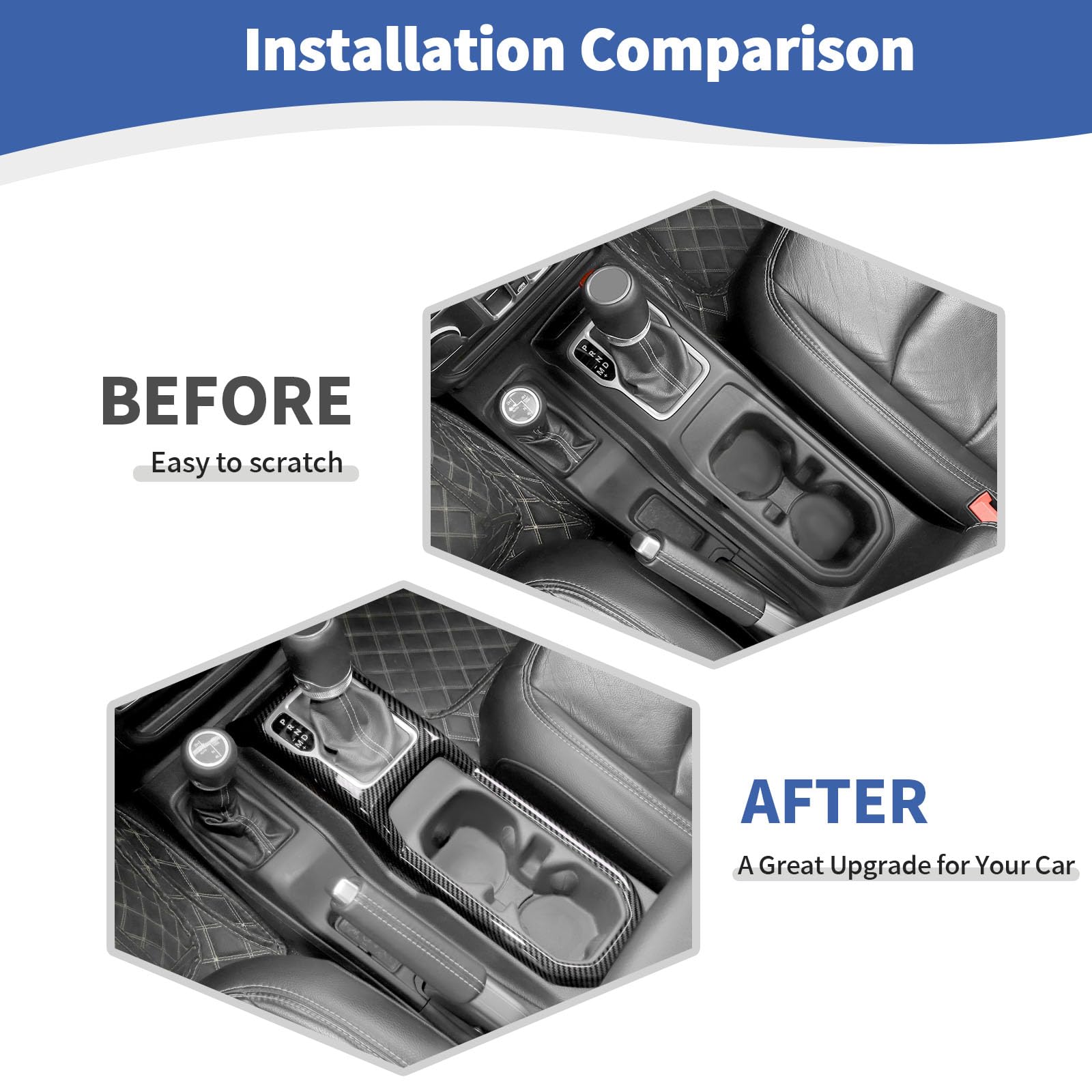 Jeep JL Gear Shift Cup Holder Panel Trim Cover - Carbon Fiber Interior Accessories for Wrangler JL JLU & Gladiator JT (2018-2024) | Perfect for Off-Roading & Daily Commute