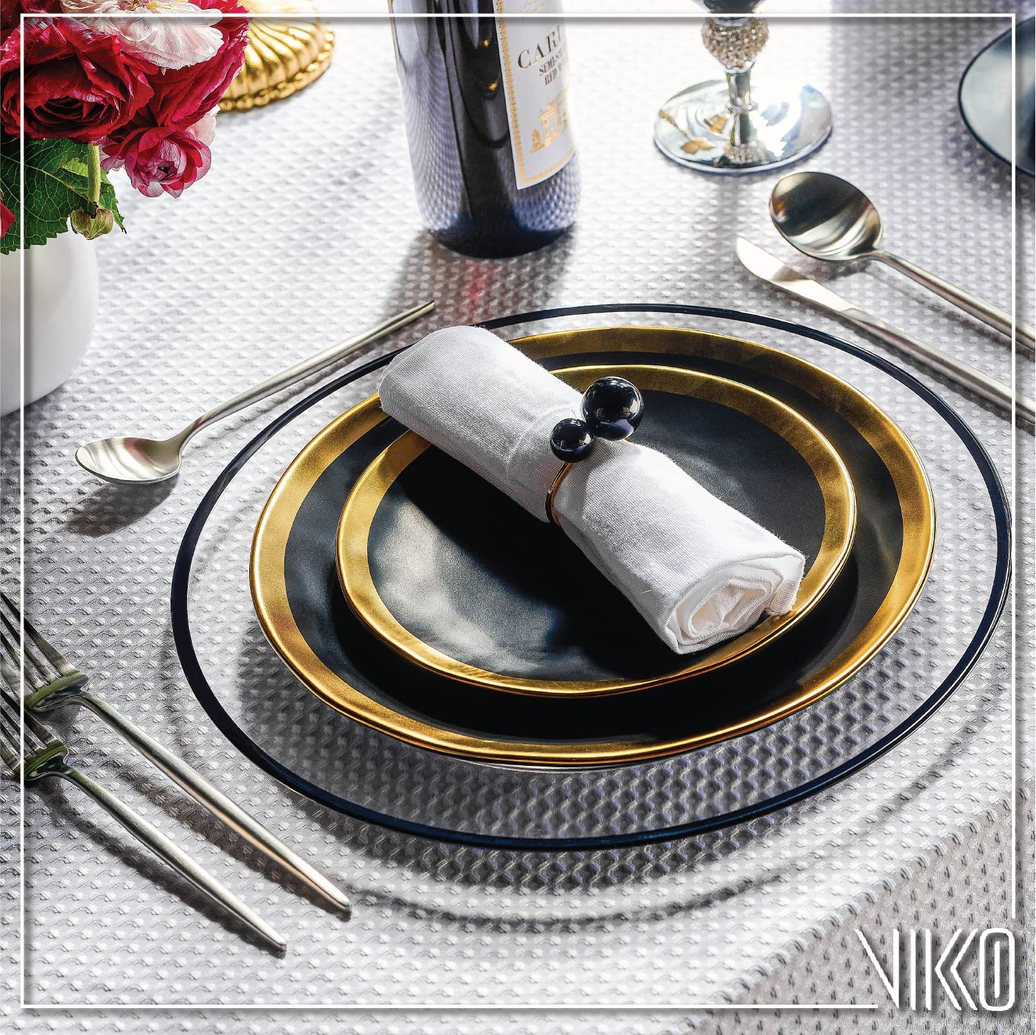 Premium 18/10 Stainless Steel Flatware Set - 20-Piece Brushed Silver Silverware for 4 - Modern Matte Cutlery Set with Long Handles for Fine Dining, Weddings & Dinner Parties - Vikko Decor Elegant Tableware