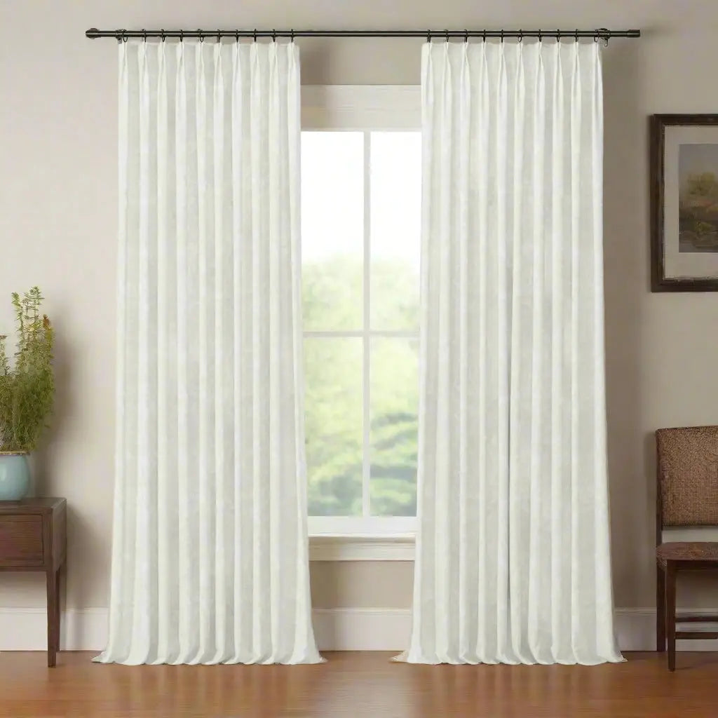 Lydia Garden Jacquard Pleated Curtains for Living Room & Bedroom - Elegant Window Treatments for Home Decor