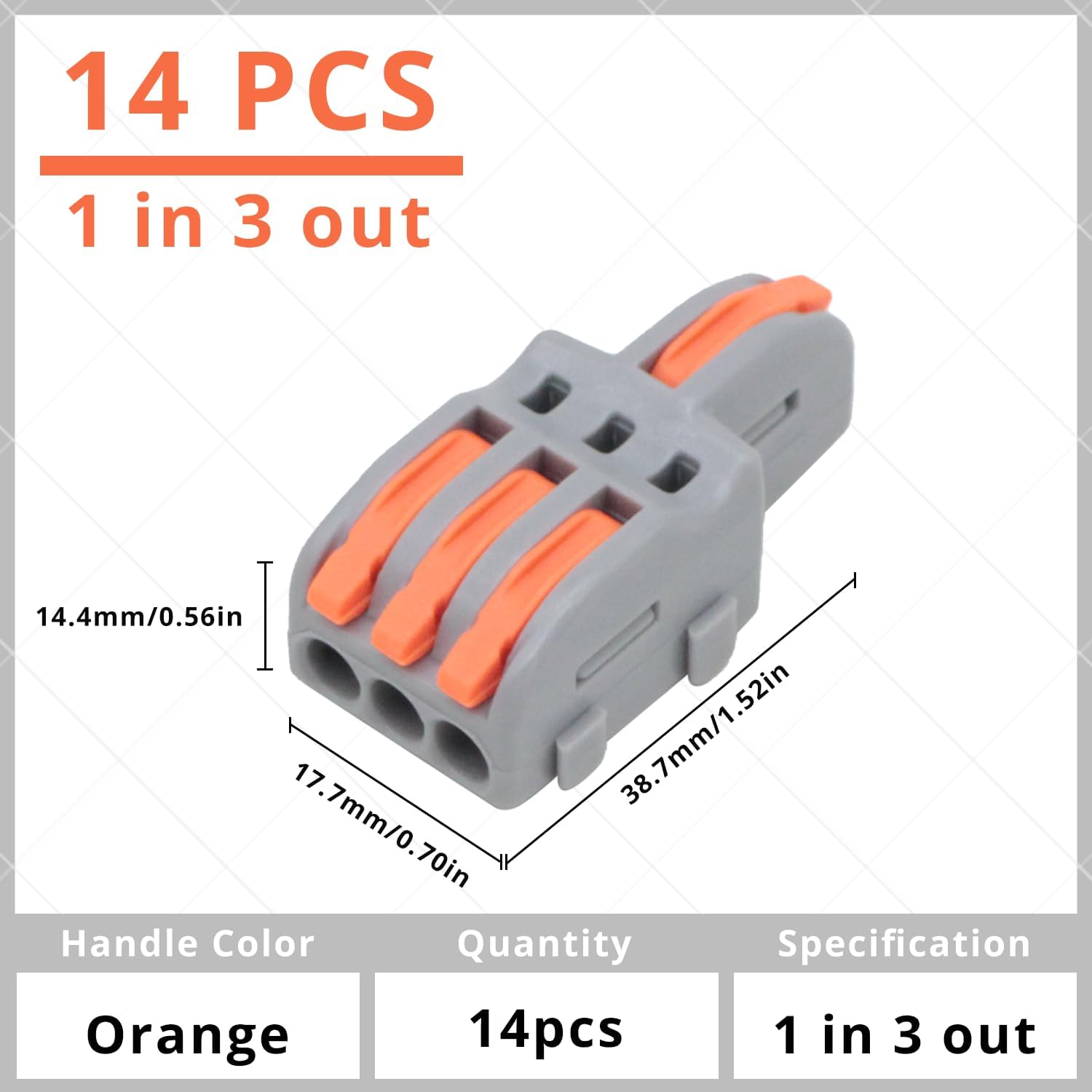 1 in 3 Out Compact Lever Splicing Wire Connectors - 14 Pcs Electrical Wire Connectors with 4 Ports for Home & Automotive Wiring | DIY Electrical Projects, Lighting Installations, Circuit Extensions
