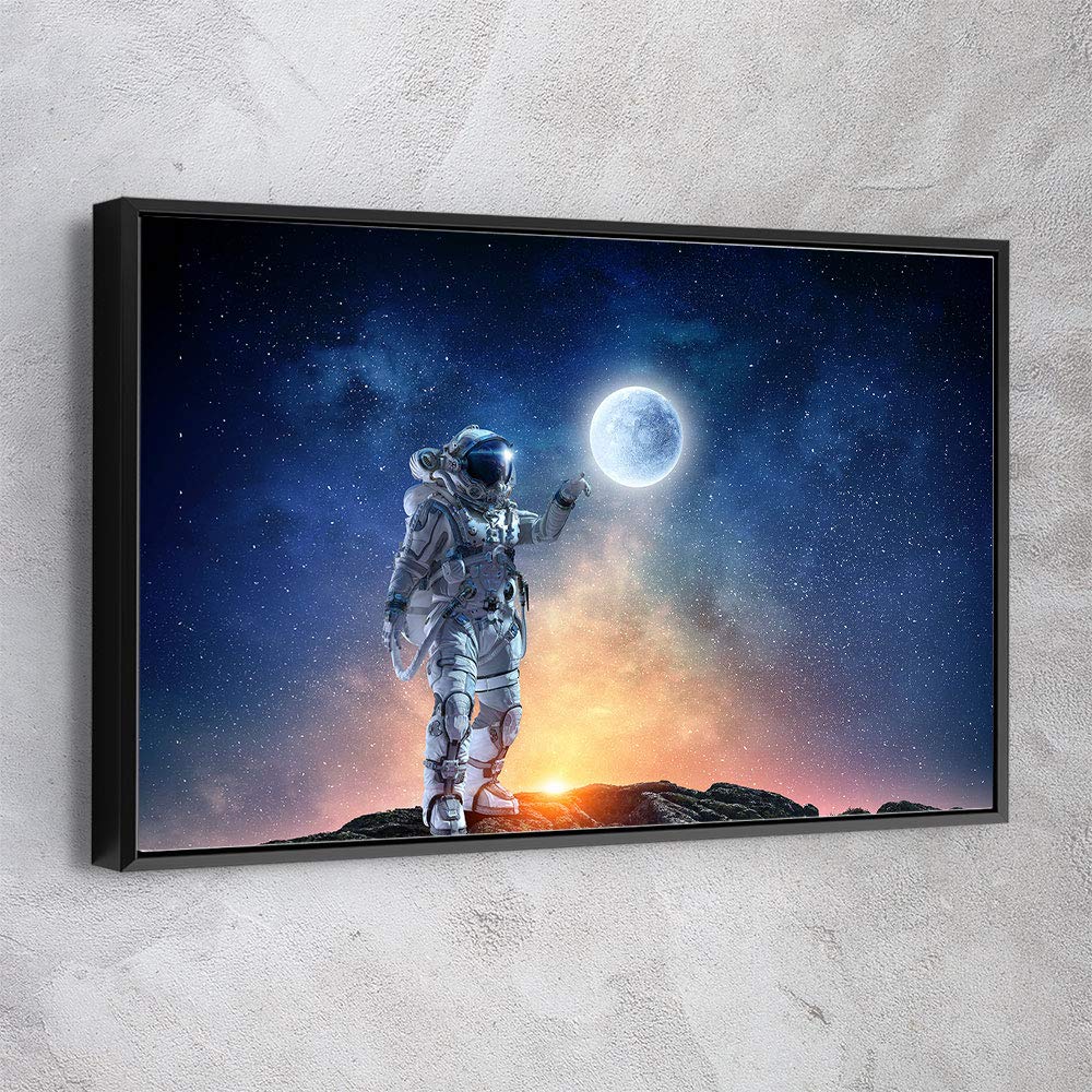 NASA Space Planets Astronomy Solar System Canvas Print Wall Art - 45x30 Inch Modern Black Framed Space Contemporary Art - Office & Home Decor - Ready to Hang - Made in USA - Perfect for Living Room, Bedroom & Study Room Decor