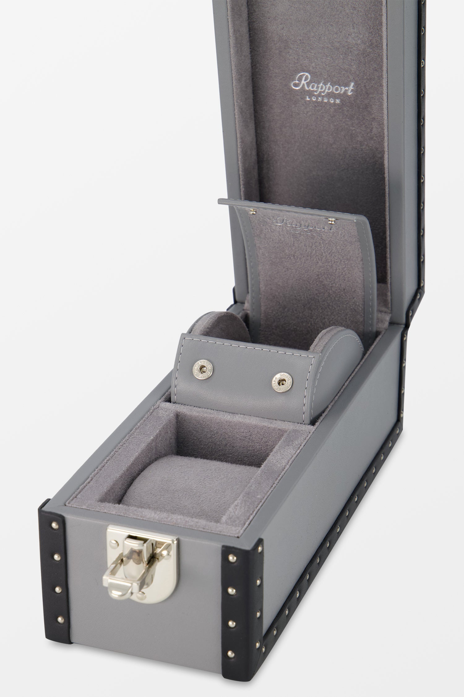 Luxury Grey Kensington Two Watch Box - Premium Leather Watch Storage Case for Men & Women - Perfect for Travel, Home Display & Gift Giving