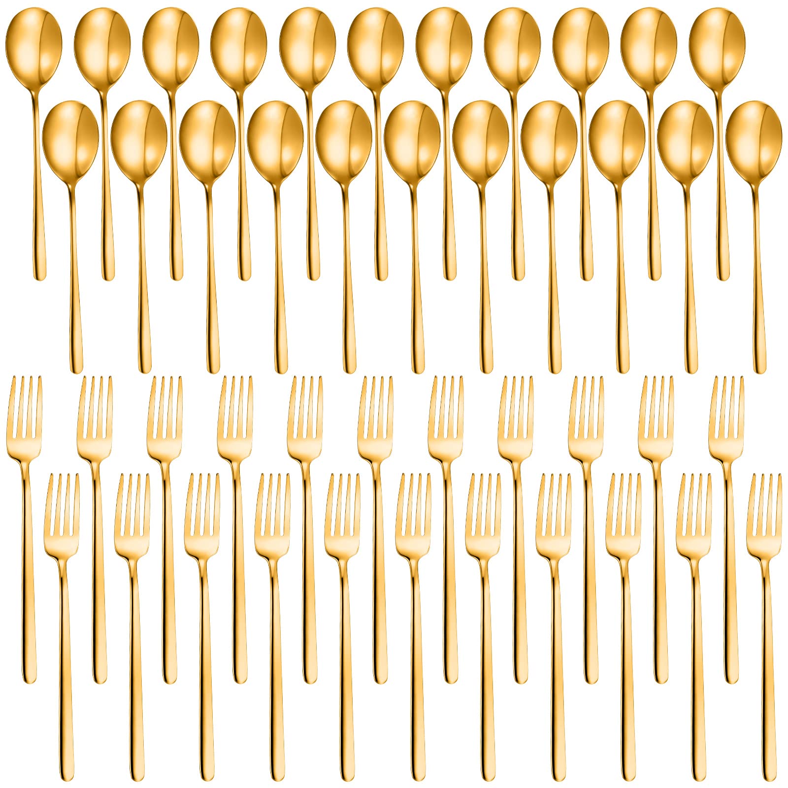 48-Piece Stainless Steel Flatware Set - 24 Forks & 24 Spoons (6.5