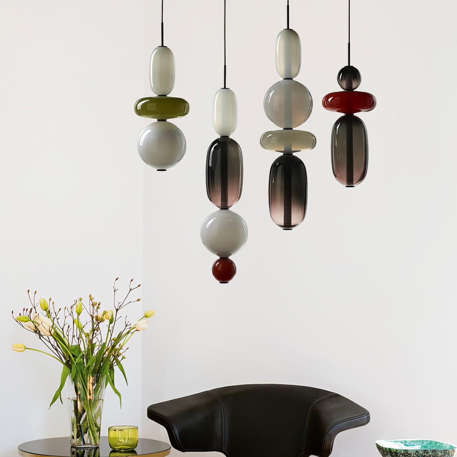 Stylish Candied Glass Pendant Light Set - Modern Hanging Fixture for Dining Room, Kitchen Island & Bedroom Decor