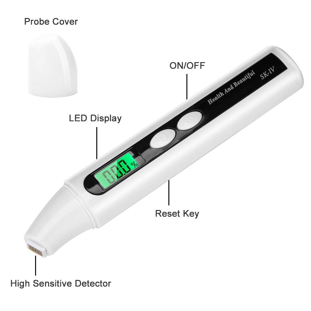 Professional Skin Moisture Tester with LCD Display & Backlight - Accurate Hydration Measurement for Beauty Salons, Spas & Home Use - Essential for Estheticians & Skincare Enthusiasts