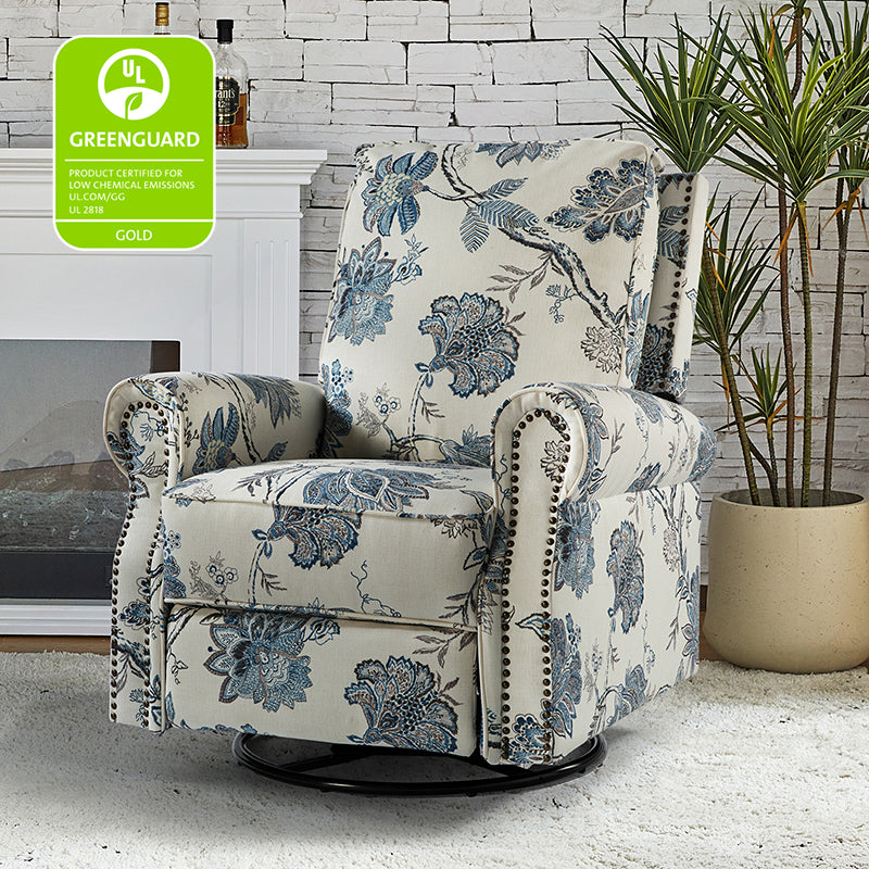 Comfortable Nikola Swivel Glider Recliner Chair - 360° Rotation & Smooth Gliding Motion - Perfect for Living Room, Nursery, or Home Theater Relaxation