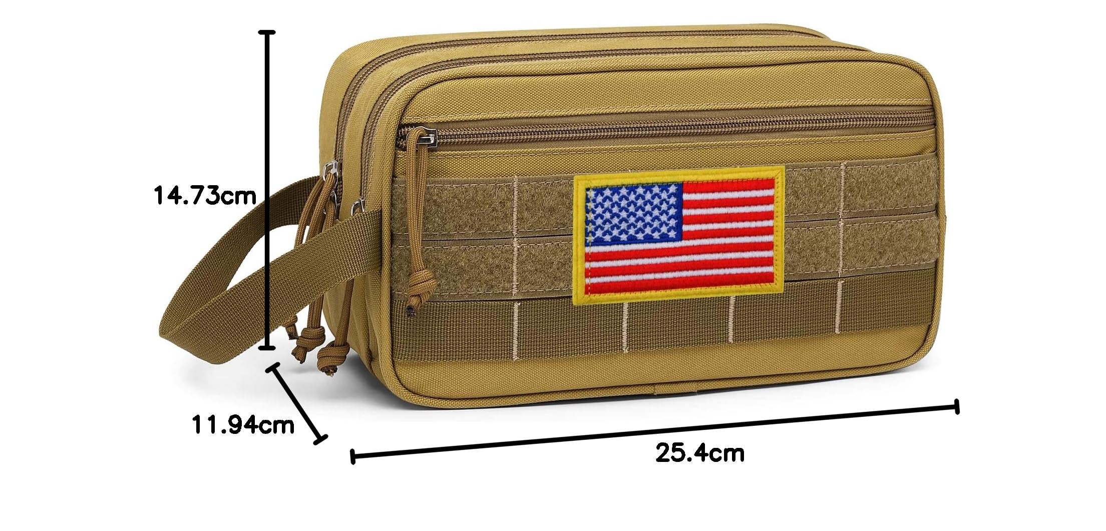 TACTICISM Men's Travel Toiletry Bag - Large Capacity Water-Resistant Shaving Kit with Wet/Dry Separate Compartments & MOLLE System - Perfect for Camping, Gym, Business Trips & Outdoor Adventures (Brown)