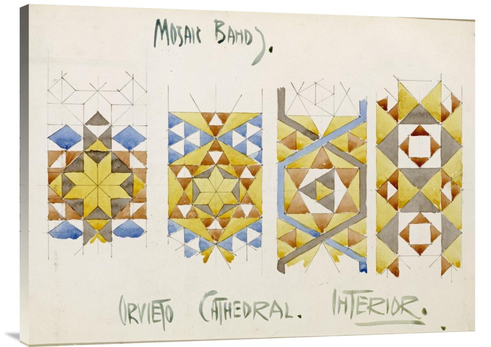 Charles Rennie Mackintosh Orvieto Cathedral Mosaic Bands Canvas Wall Art Print - Gallery Wrap Giclee Reproduction - Home & Office Decor - Perfect for Living Room, Bedroom or Office Wall Decor
