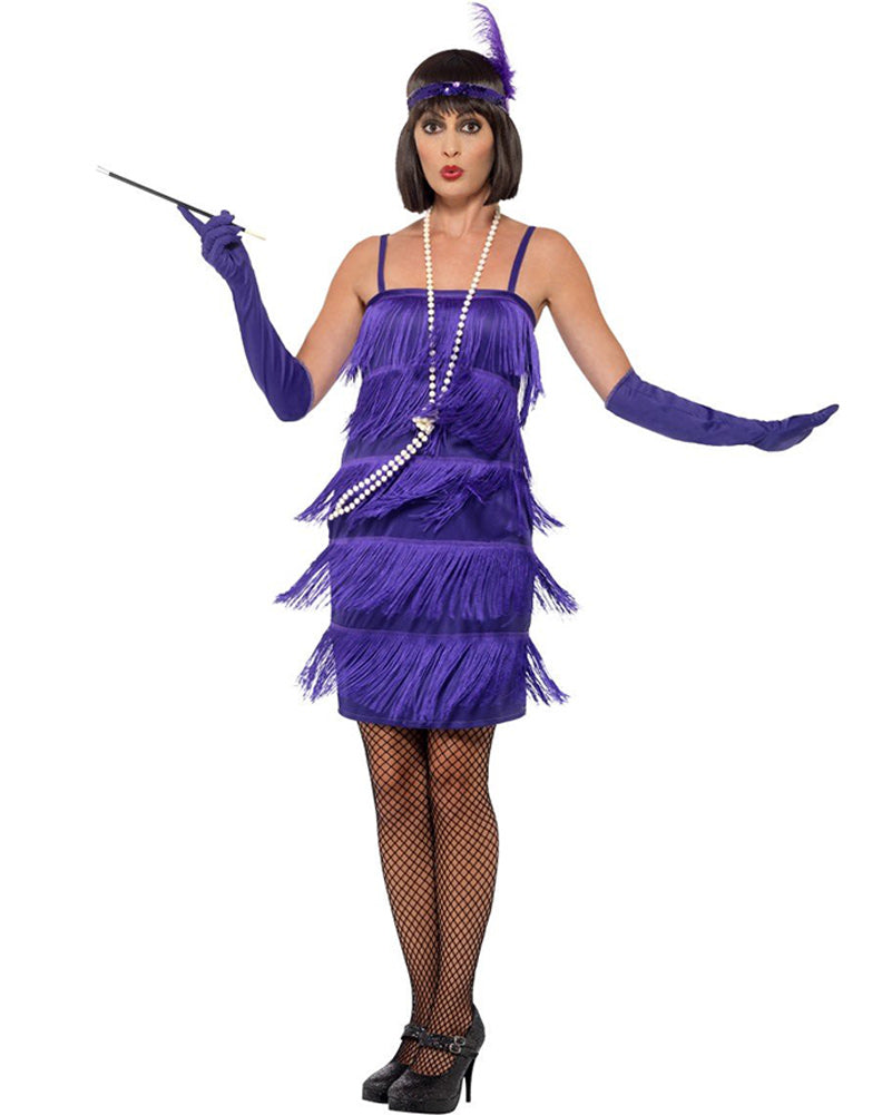 20s Purple Flapper Women's Costume - Vintage 1920s Gatsby Party Dress for Halloween, Roaring Twenties Theme Party & Cosplay