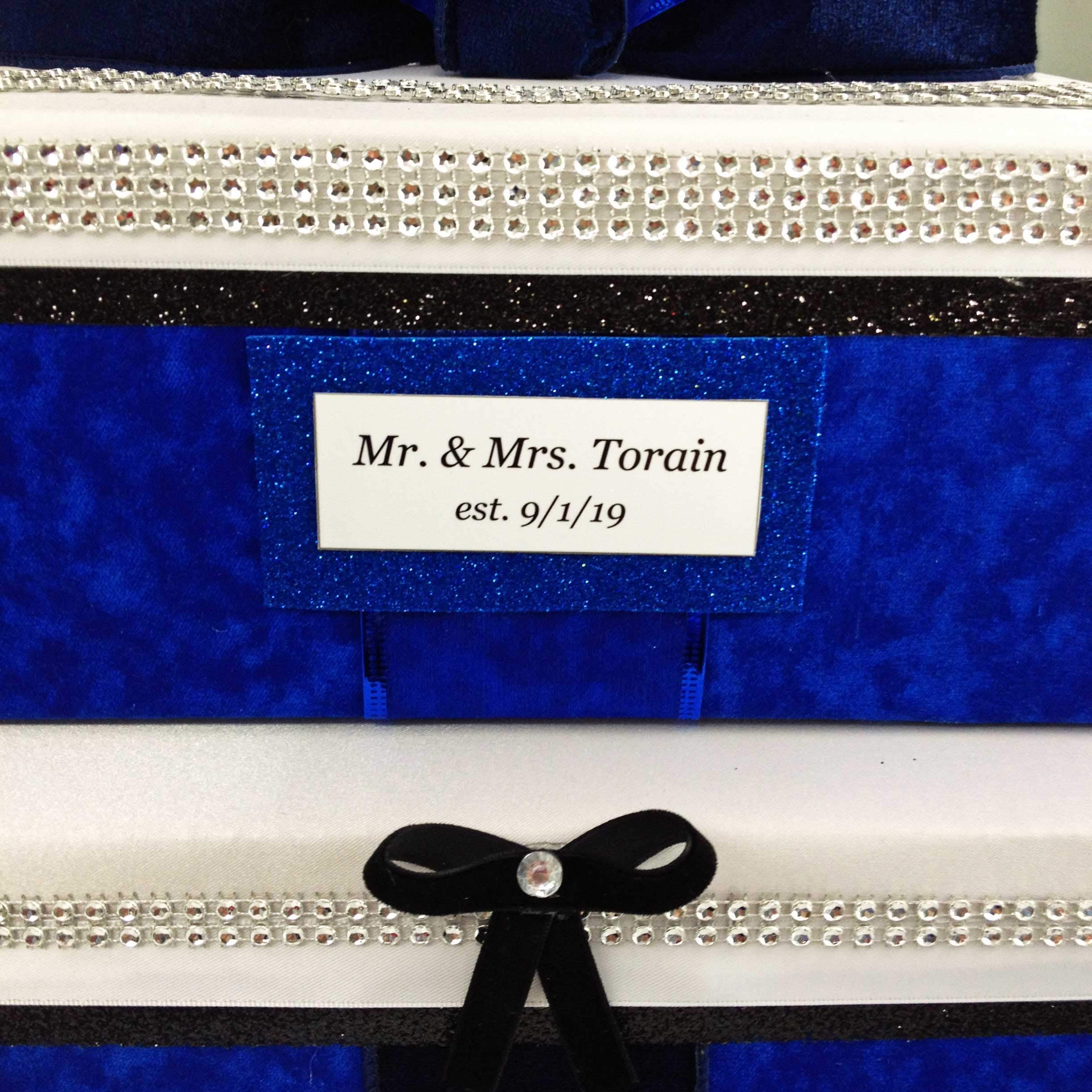 Royal Blue Wedding Card Box - Personalized for Quinceañera & Bat Mitzvah - Holds 80 Cards - Elegant Gift & Money Holder for Special Occasions - Perfect for Weddings, Anniversaries & Birthday Celebrations