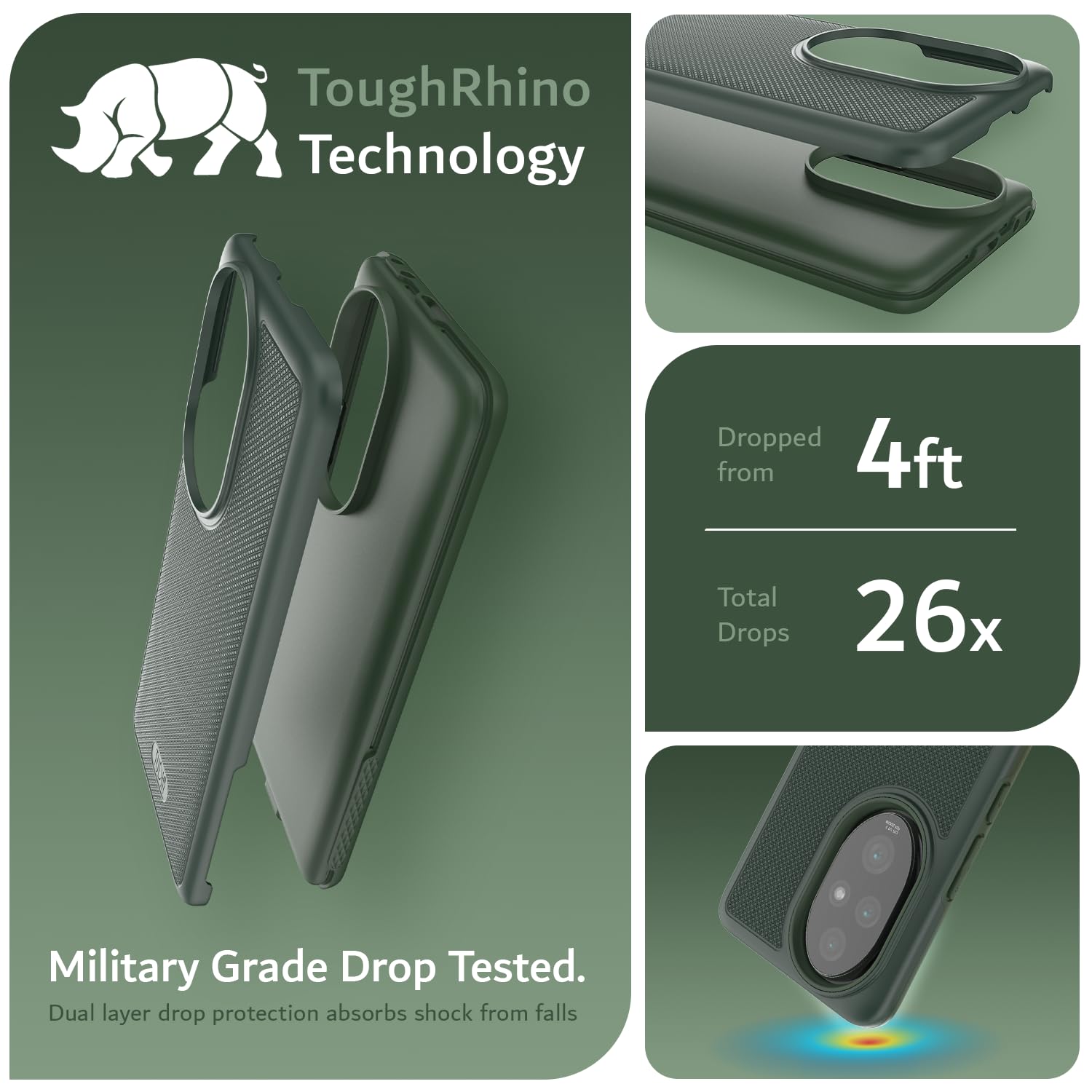 TUDIA DualShock Grip Honor 200 Pro 5G Case | Military Grade Dual Layer Shockproof Slim Heavy Duty Protective Phone Cover (Pine Green) for Outdoor & Daily Use