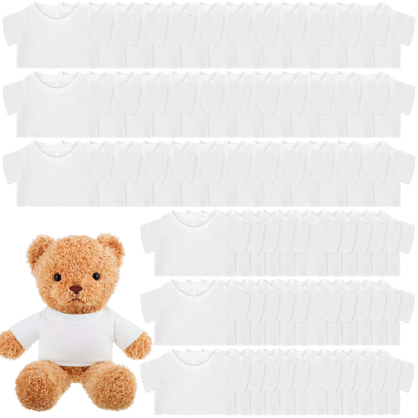 72 Pcs Sublimation Blank Stuffed Bear T-Shirts - 14-18 Inch Cute Plush Doll Clothes for DIY Stuffed Animal Outfits | Perfect for Crafting, Custom Gifts & Teddy Bear Accessories