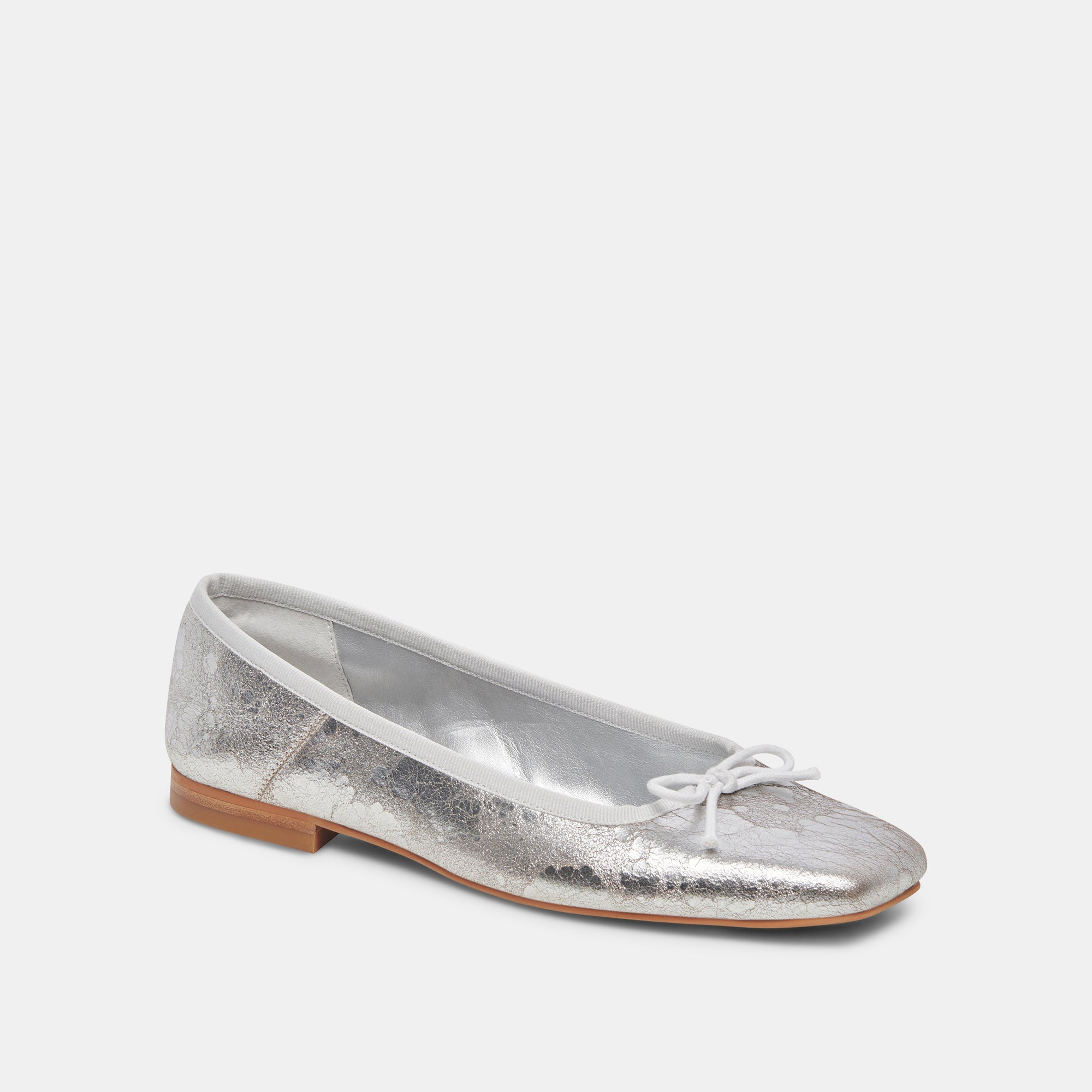 ANISA WIDE BALLET FLATS - Silver Distressed Leather Shoes for Women | Comfortable & Stylish | Perfect for Casual Wear, Office & Travel