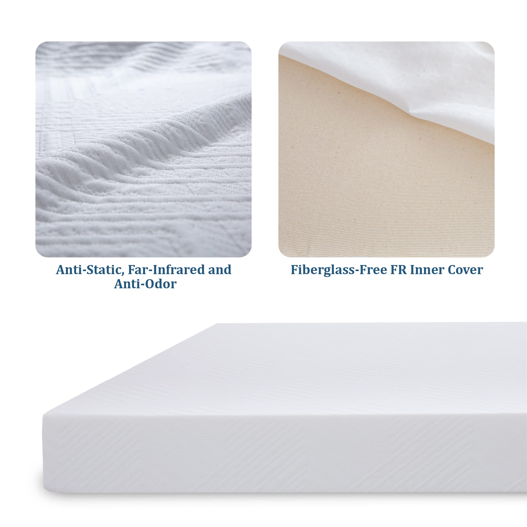 EGO White 10 Inch Short King Memory Foam RV Mattress with Cooling Gel & Green Tea Infusion - CertiPUR-US Certified Medium Firm Mattress for RVs, Campers, Trailers (72
