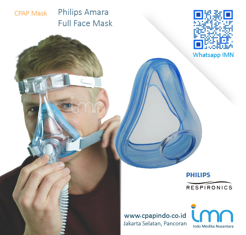 Philips Amara Gel Full Face CPAP Mask for Sleep Apnea - Comfortable & Leak-Free Design for Side Sleepers & Back Sleepers