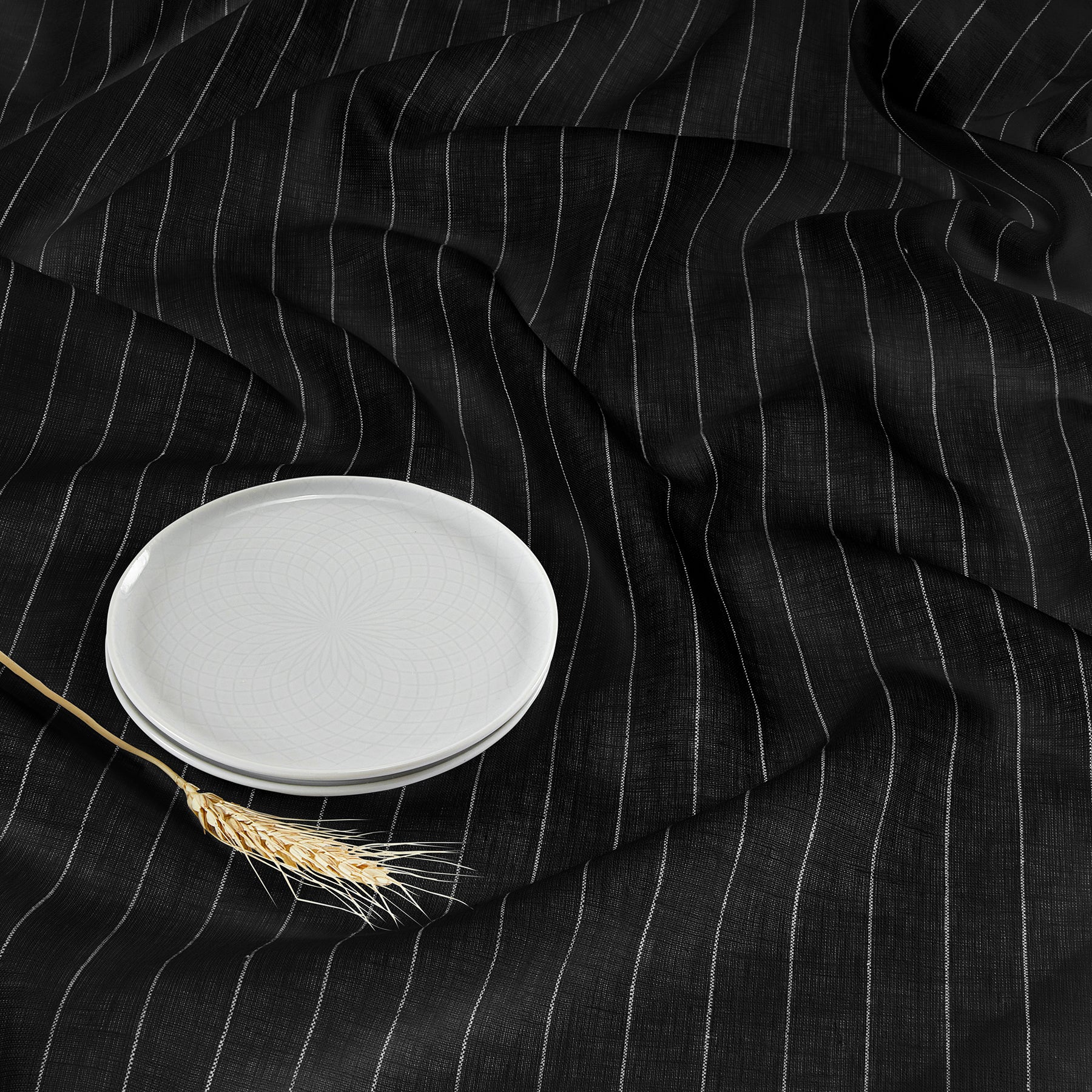 Elegant Black & White Pinstripe Table Throw - Perfect for Dining Room, Kitchen, and Party Decorations