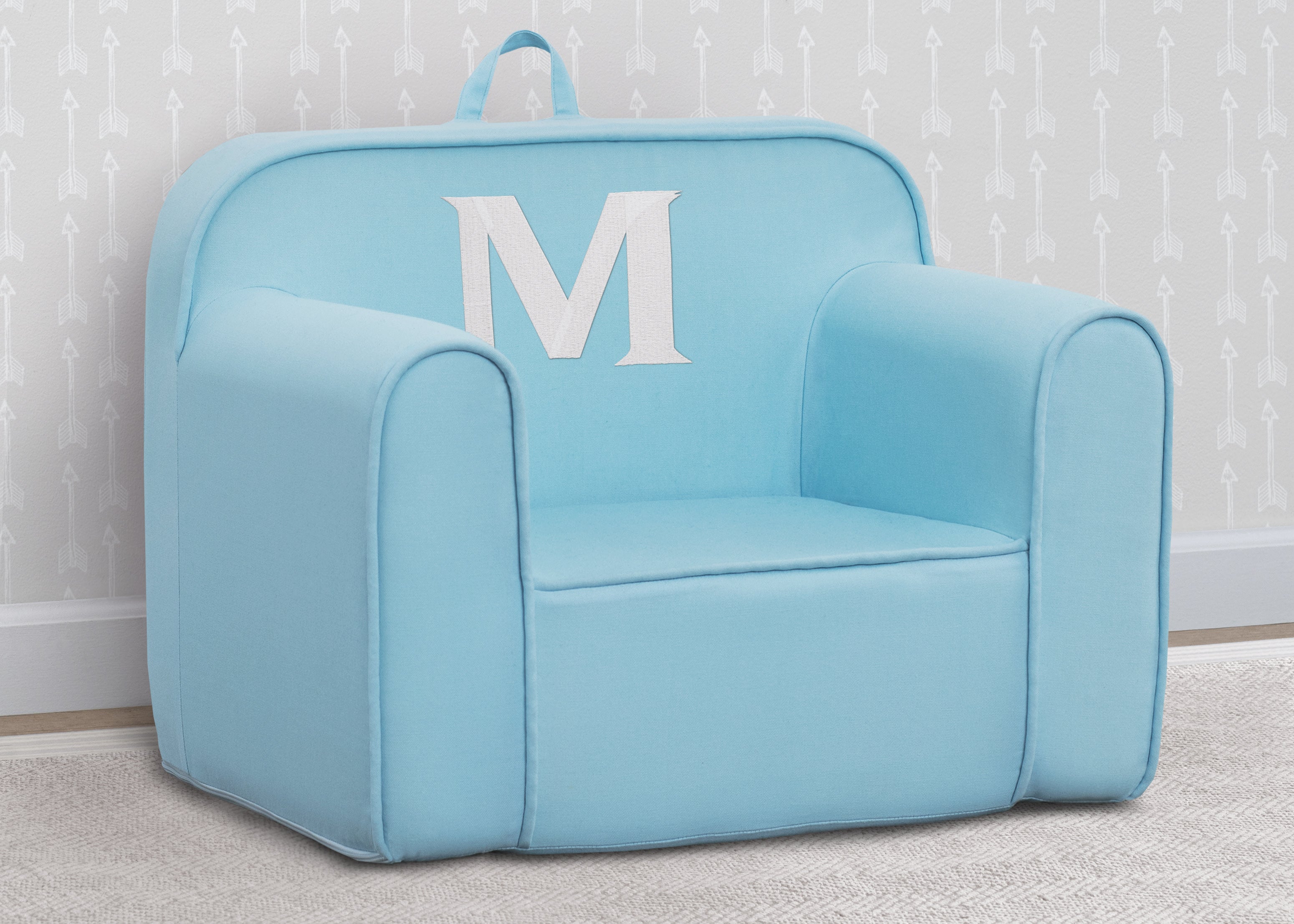 Personalized Monogram Light Blue Cozee Chair - Custom Plush Recliner for Living Room, Nursery & Office - Cozy Reading & Relaxation Seat