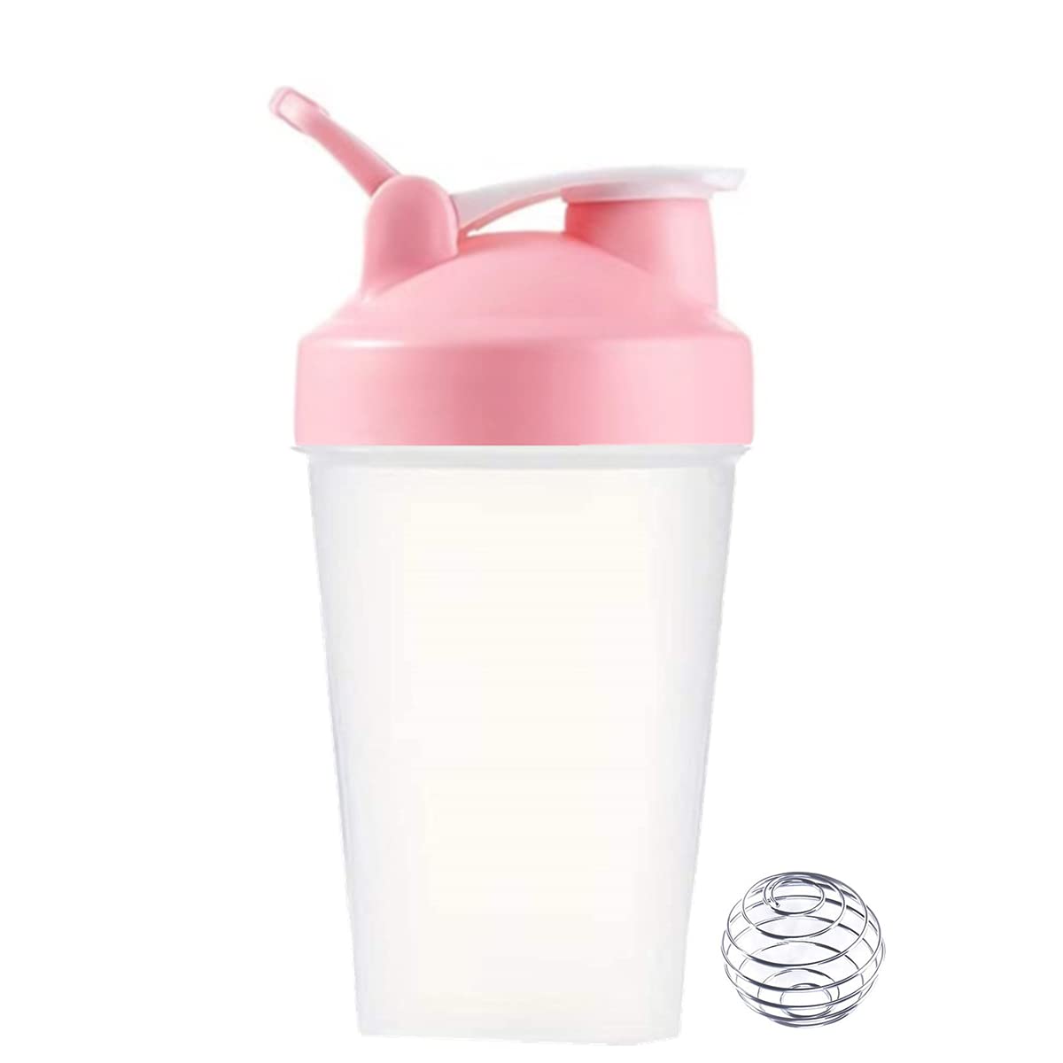 Premium 18-Ounce Blender Bottle with Whisk Ball - Leakproof Shaker Bottle for Protein Shakes & Smoothies | BPA-Free, Secure Screw-On Lid & Stay-Open Flip Cap | Perfect for Gym, Workouts & Meal Prep (Pink Cover/Clear Body, 12 Oz Measurements)