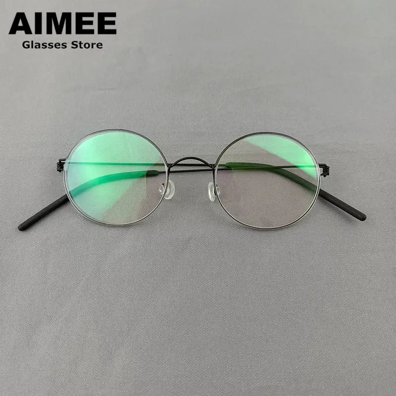 Aimee Women's Full Rim Round Screwless Titanium Eyeglasses 13120 - Lightweight & Durable Eyewear for Work, Reading & Fashion
