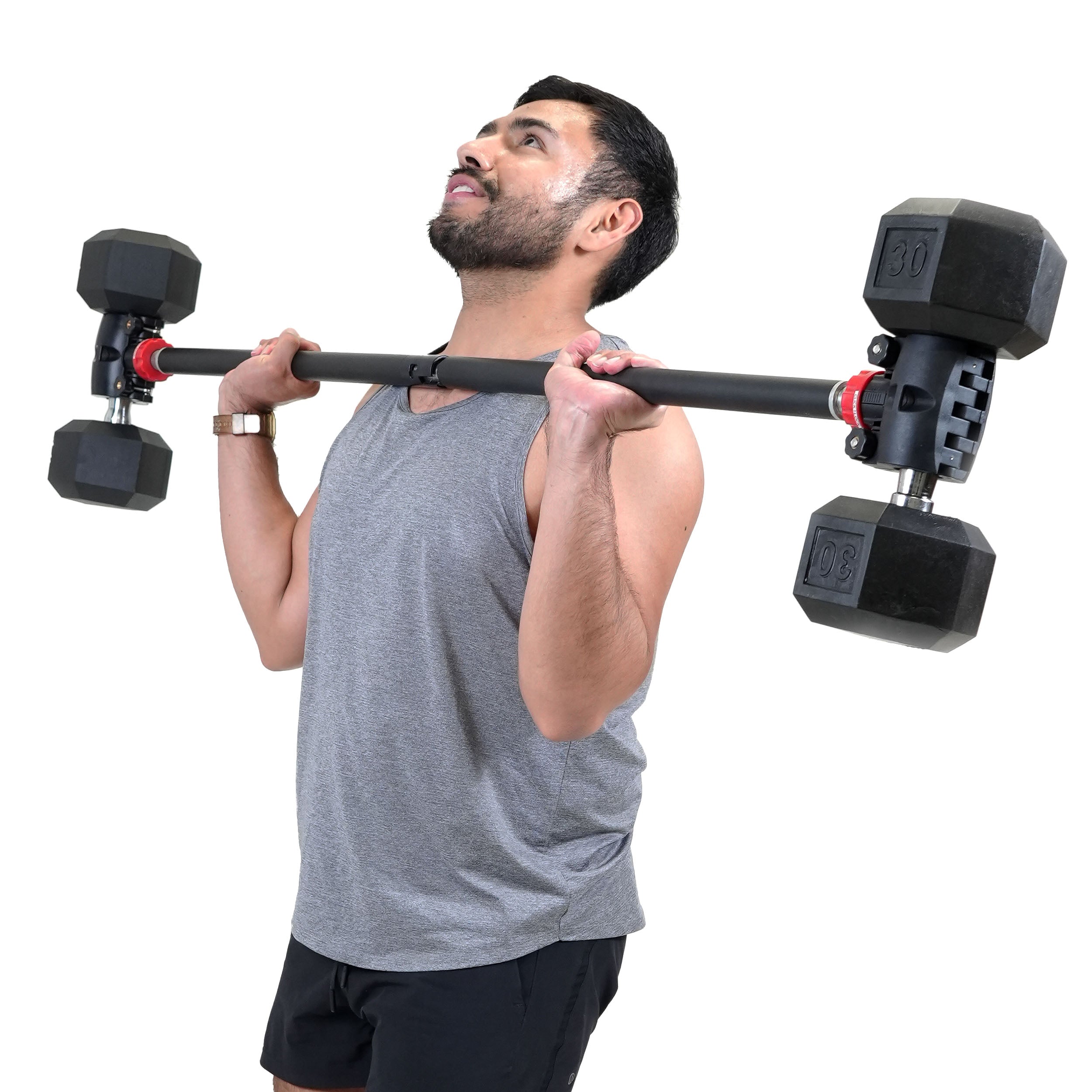 PRCTZ Adjustable Dumbbell to Barbell Converter - Modular Weightlifting Bar for Home Gym Strength Training | Perfect for CrossFit, Powerlifting & Functional Fitness Workouts