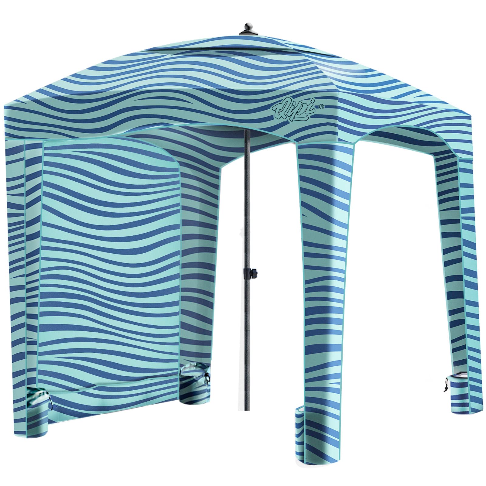 Qipi Beach Cabana - 6' x 6' Portable Sun Shelter with UPF 50+ UV Protection, Waterproof & Easy Setup Canopy, Includes Side Wall - Perfect for Family Beach Trips, Pool Parties, Camping & Outdoor Adventures